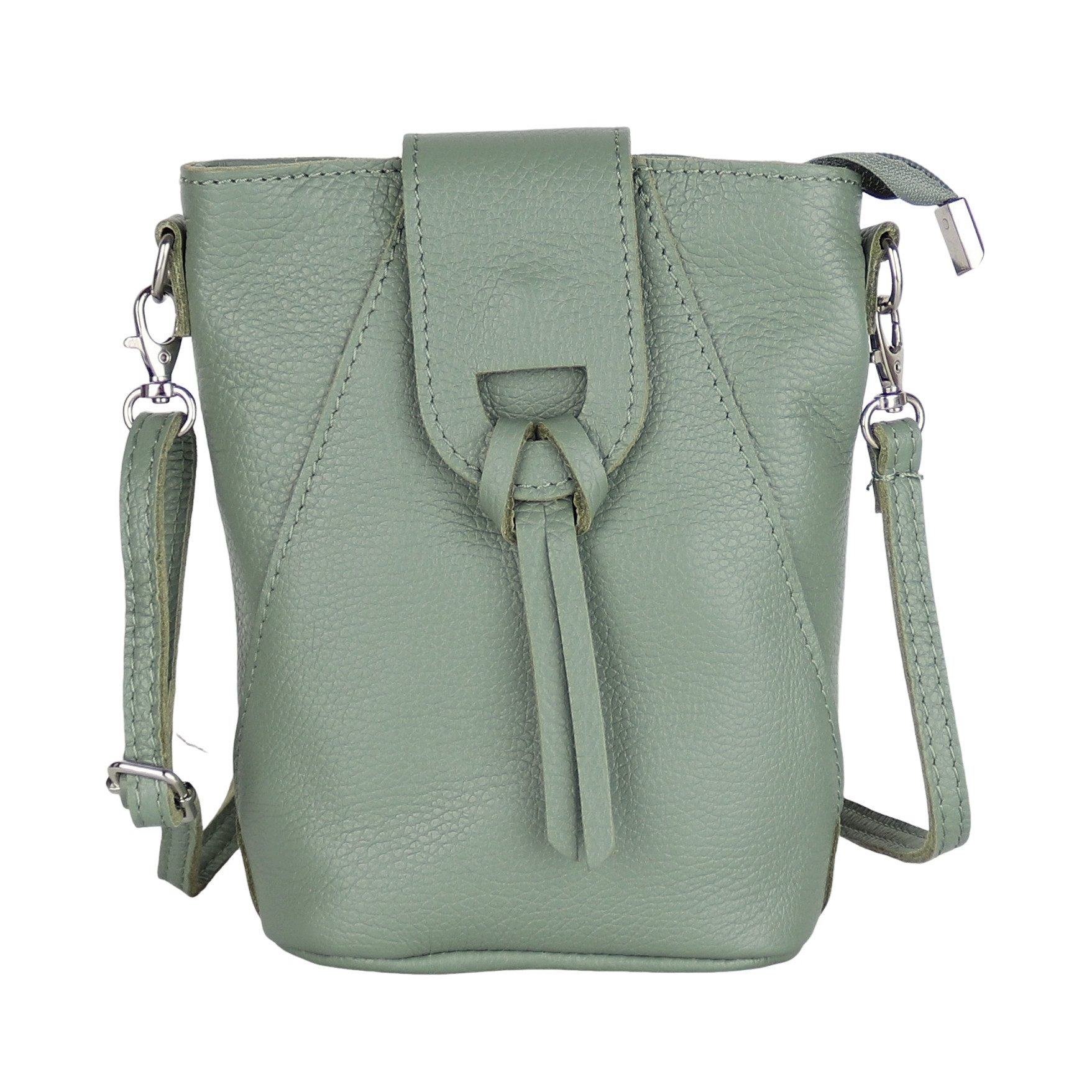 MIRROSI Umhängetasche Damen Crossbody Bag, Echtleder Made In Italy, 14,5x19x6cm
