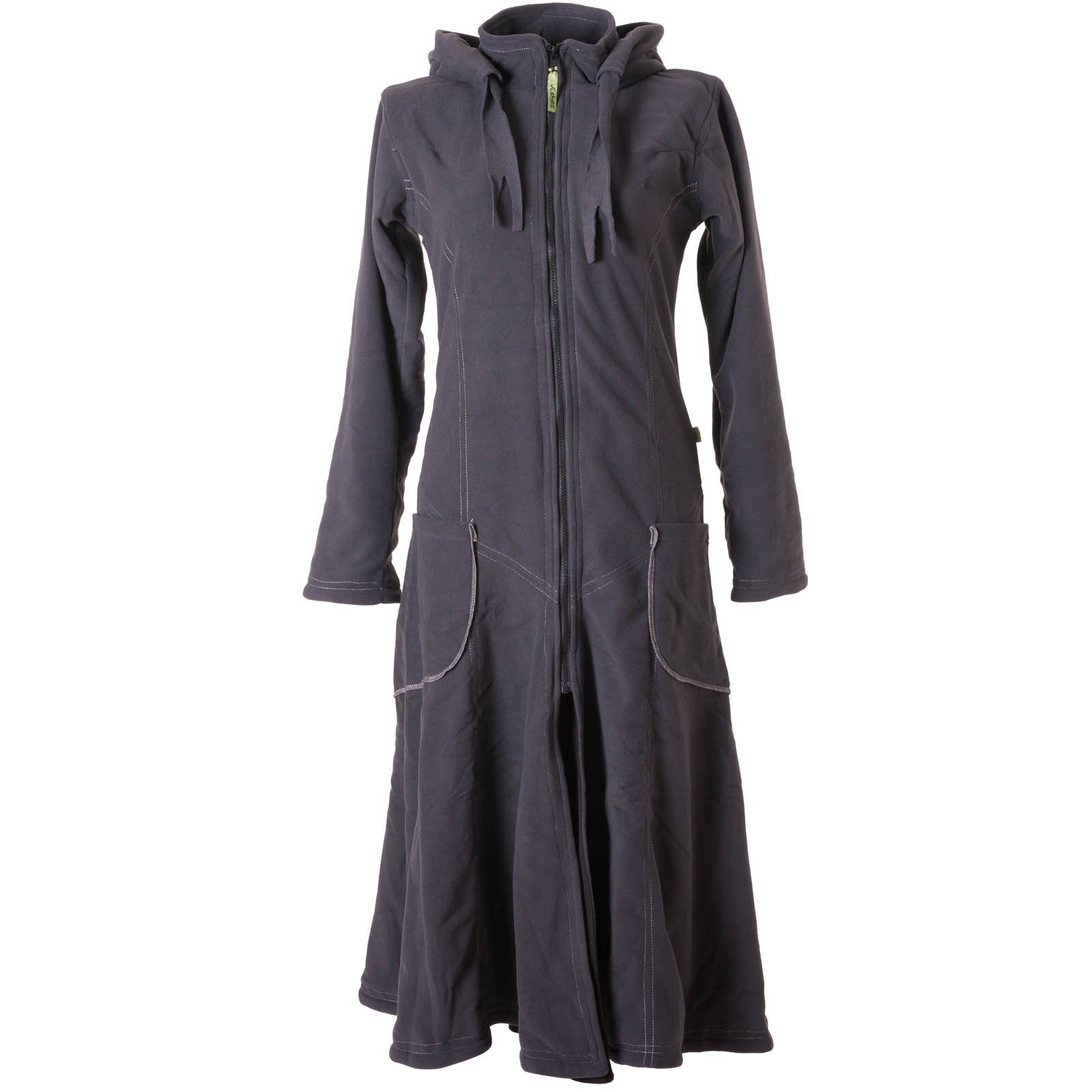Langmantel Langer, warmer Fleece Mantel mit Zipfelkapuze