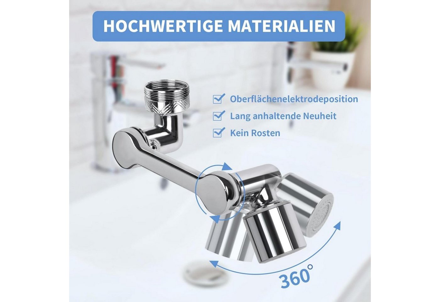 Thumbnail - Coonoor Waschtischarmatur Schwenkhahn Wasserhahn Extender Waschbecken Wasserhahn Zubehör