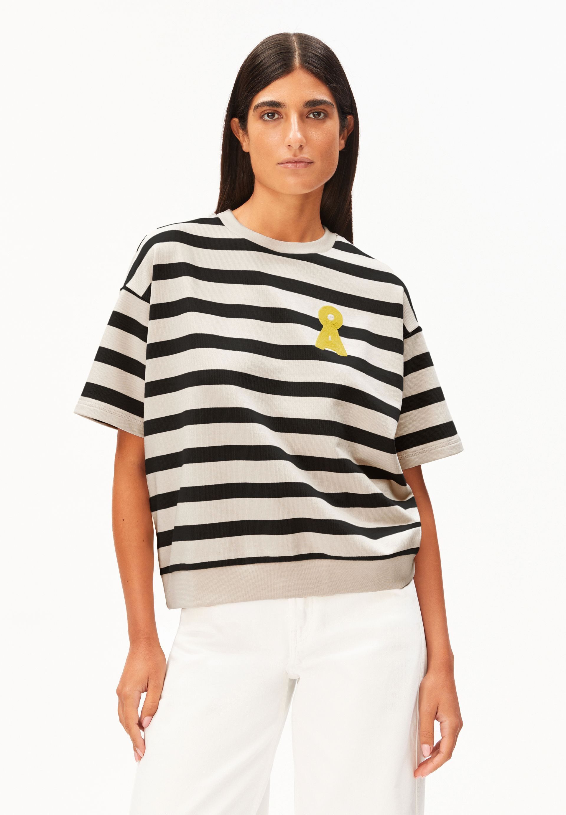 Armedangels Sweatshirt BAMIKAA STRIPE 100% Bio-Baumwolle Oversized Fit
