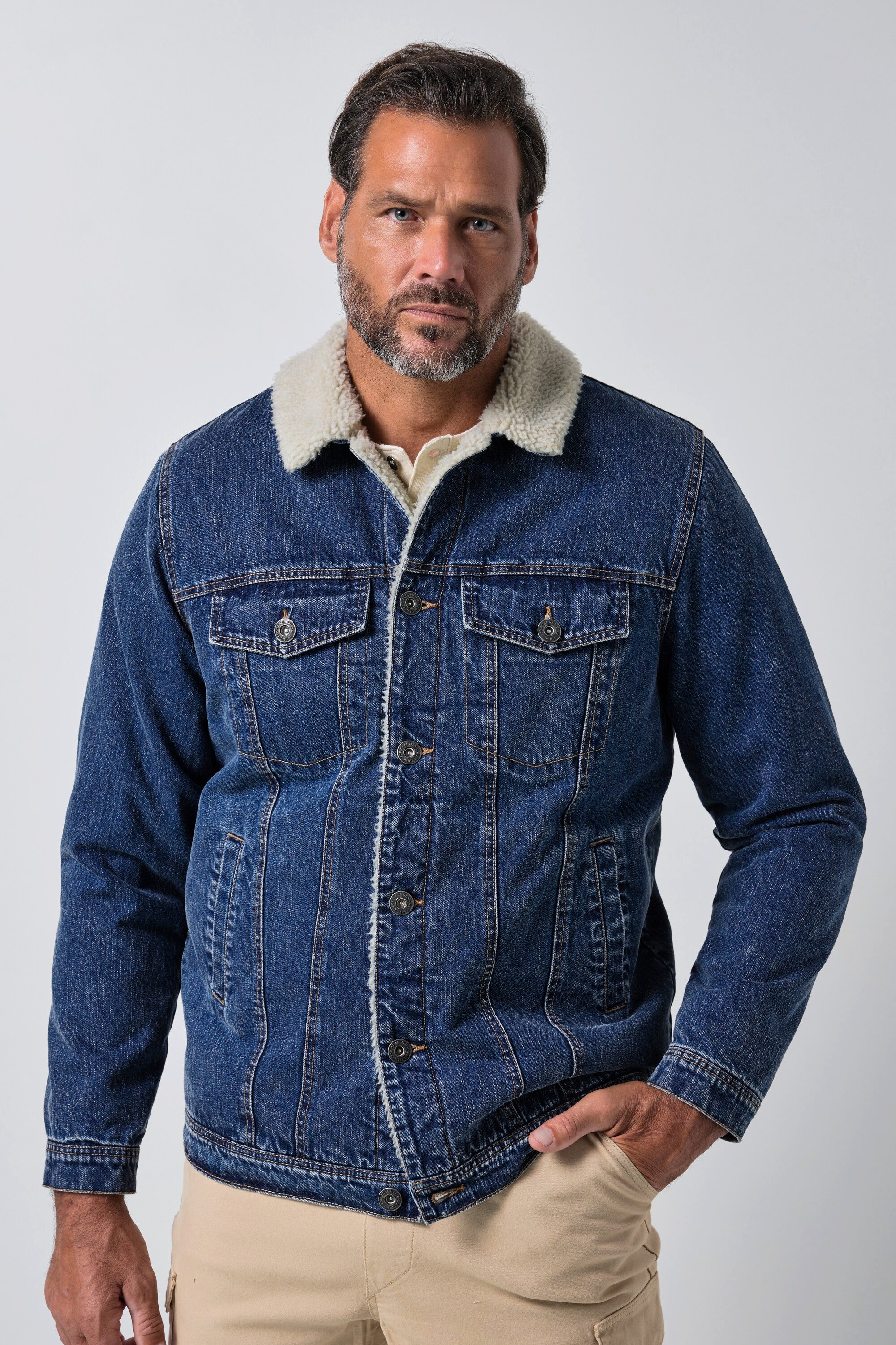 JP1880 Funktionsjacke Jeansjacke Denim Teddykragen Teddyfutter bis 8 XL – Bild 3 von 5