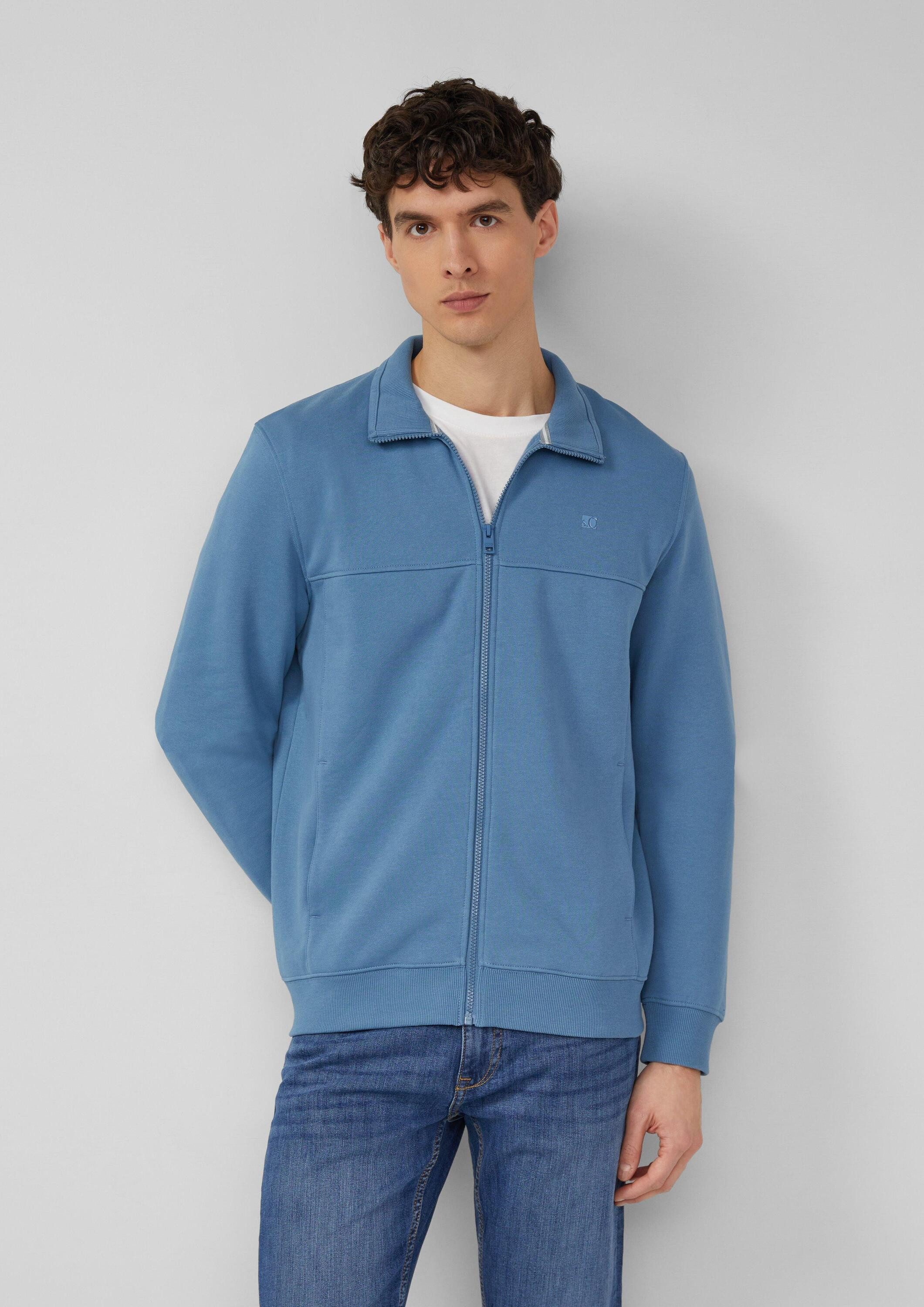 s.Oliver Sweatjacke Sweatshirt Jacke Sweatshirt-Jacke mit Stehkragen und Eingrifftaschen