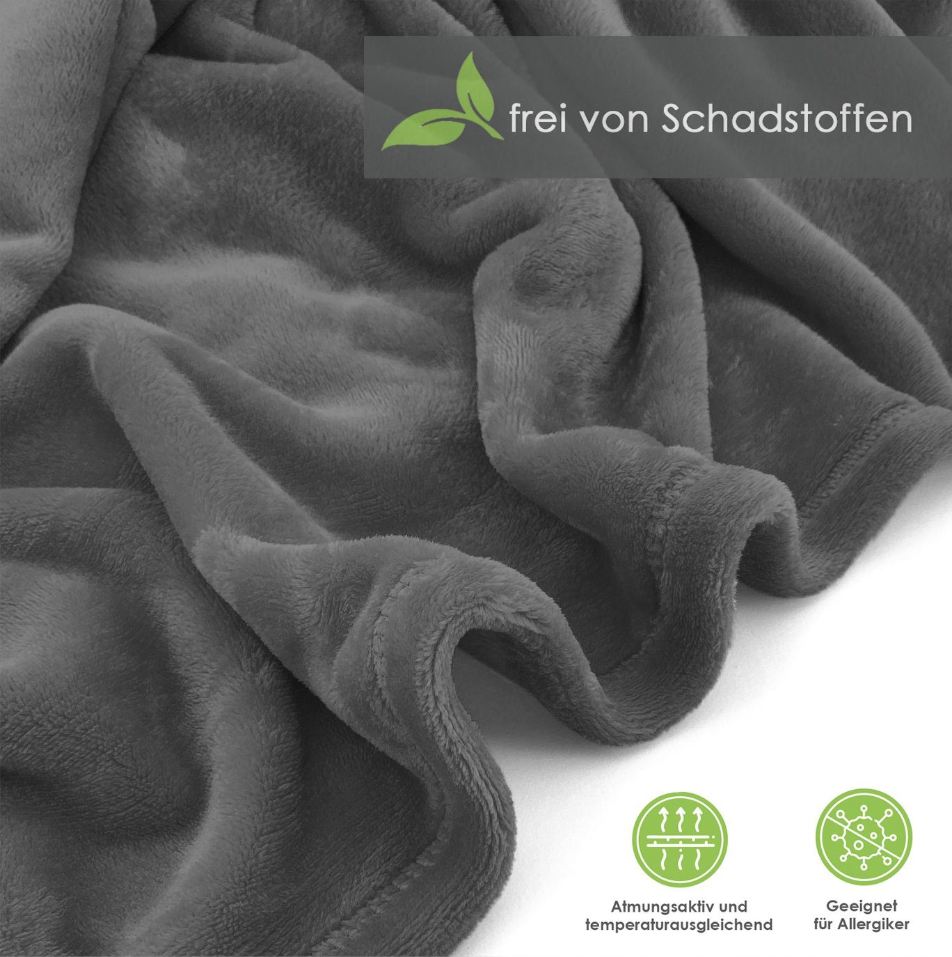 Wohndecke Premium Super Soft Flanell Kuscheldecke Sofadecke, heimtexland, super weich und flauschig, Allergiker geeignet, atmungsaktiv – Bild 3 von 5
