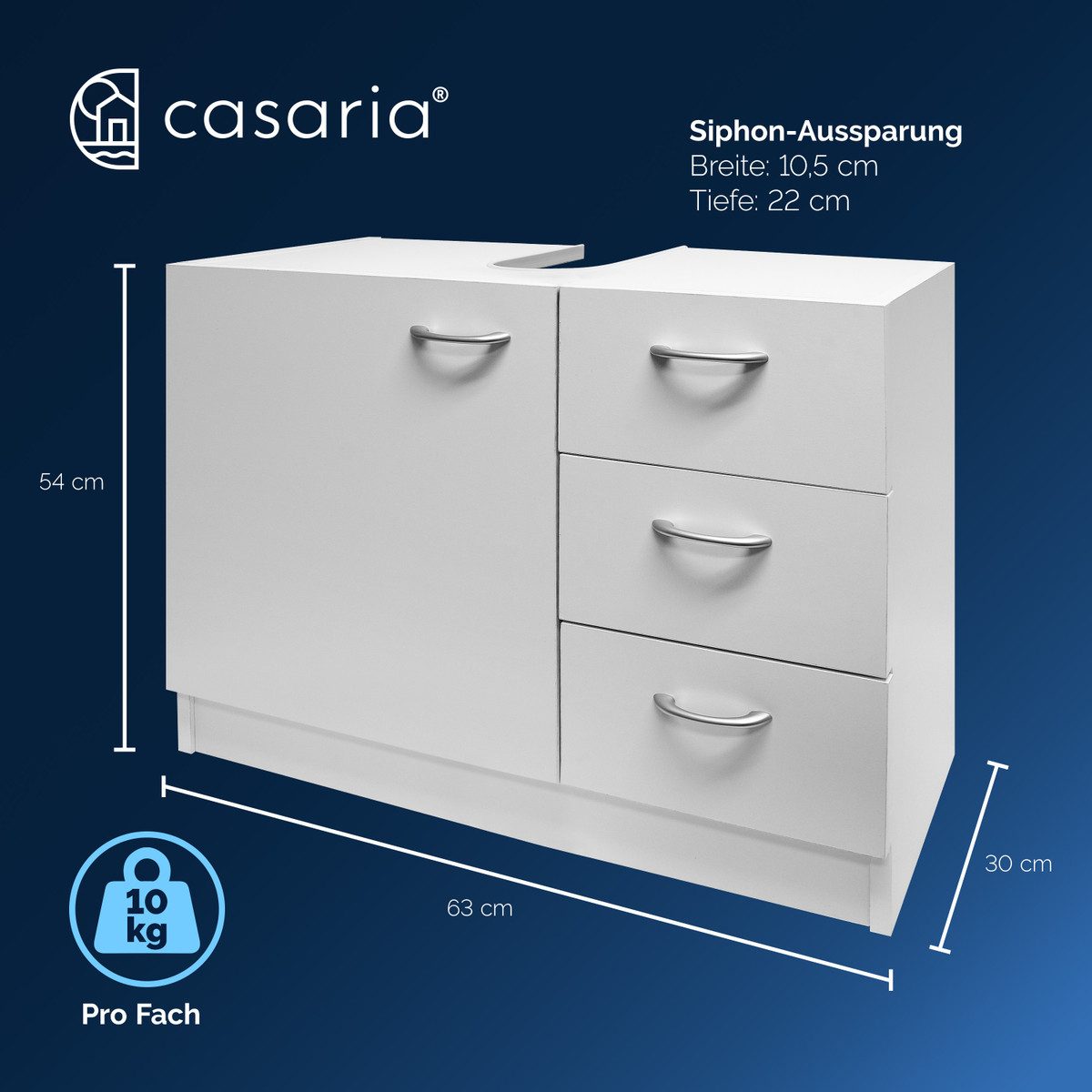 Casaria Waschbeckenunterschrank Neapel mit Schubladen 63cm günstig online kaufen