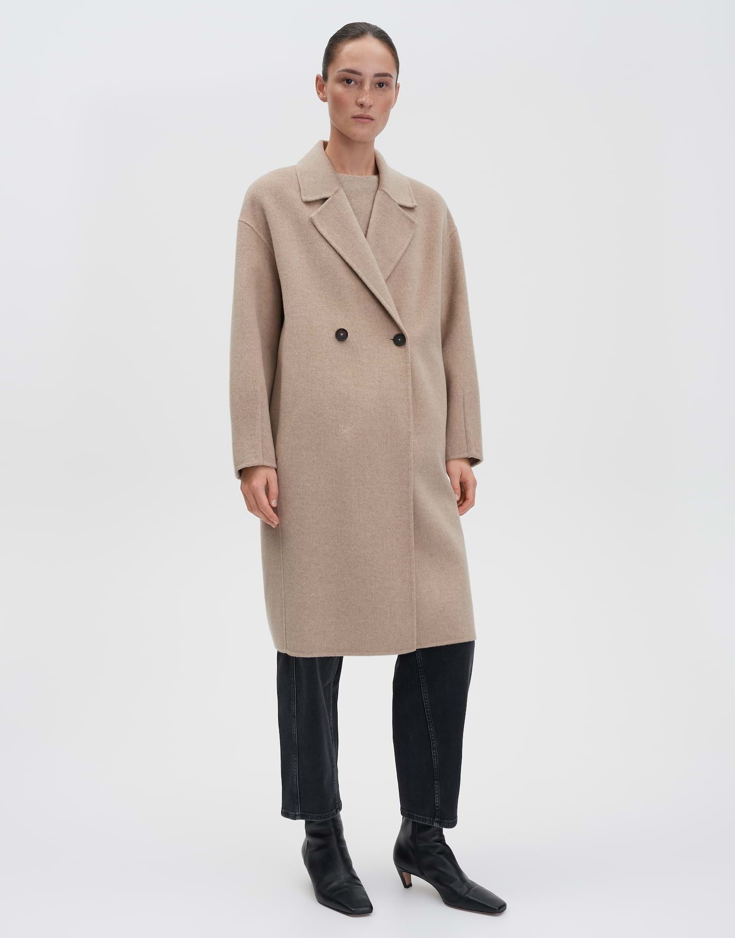 someday Wollmantel Valmera lockere Passform, Reverskragen, Abnäher am Ärmelsaum