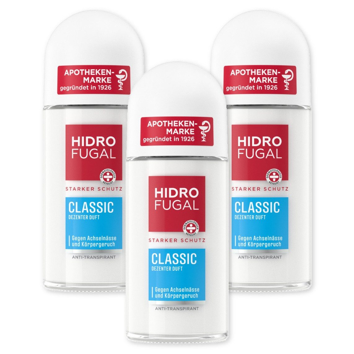 Hidrofugal Deo-Roller Deo Classic Roll-On 3 x 50ml, 3-tlg.