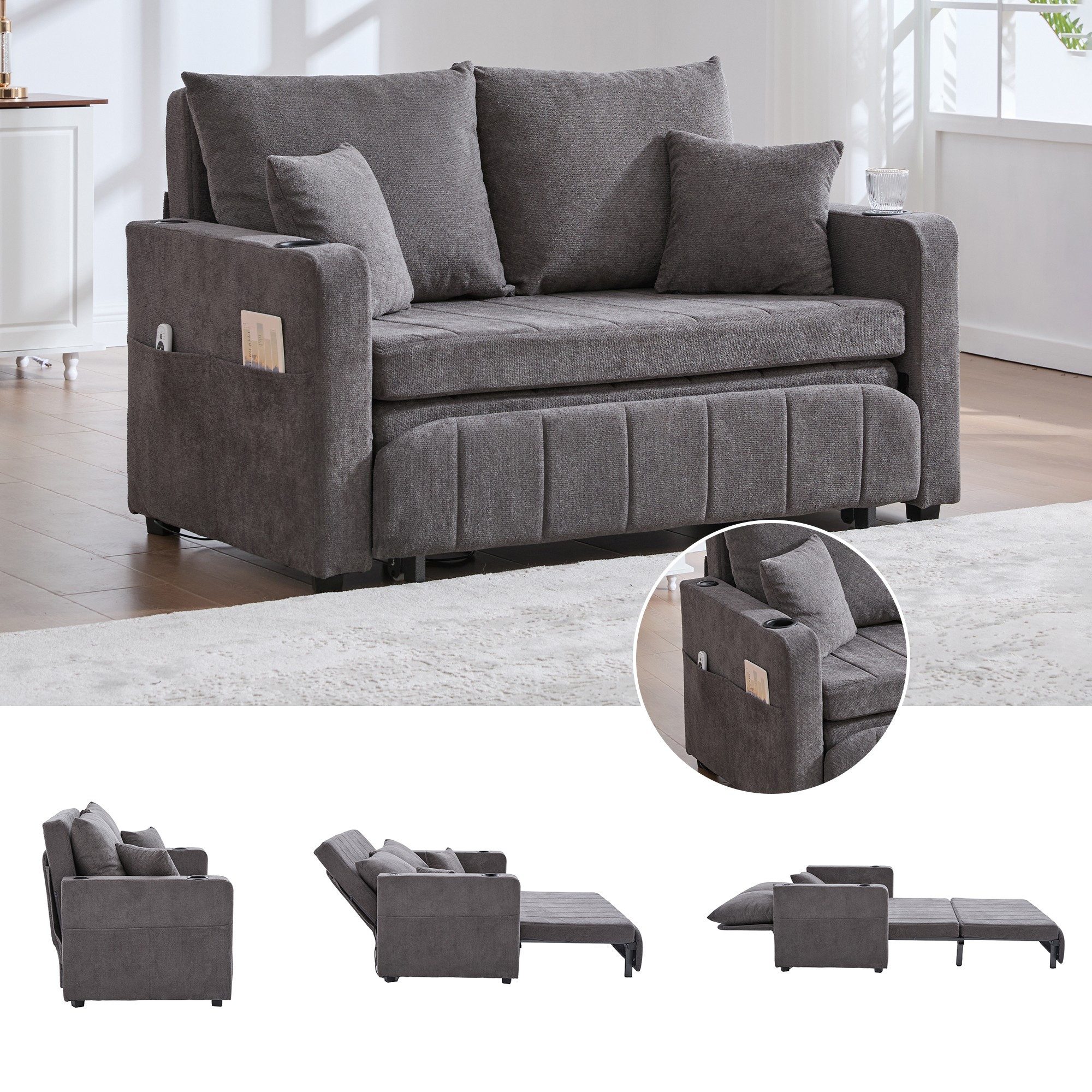 BlingBin Sofa Zweisitzer-Sofa Stoffsofa Schlafsofa Klappbares günstig online kaufen