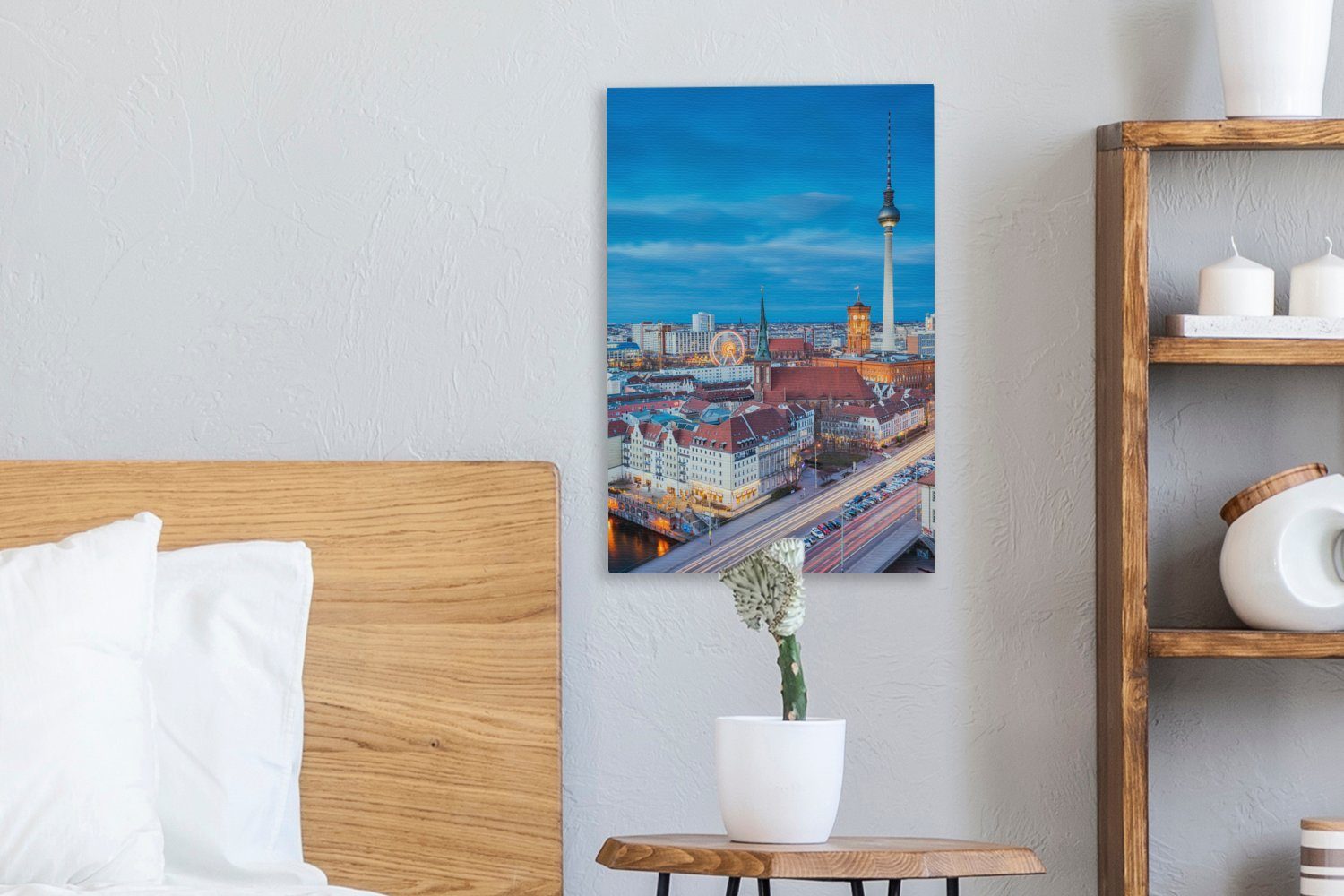 Leinwandbild Deutschland, - Skyline - fertig Berlin (1 Gemälde, Zackenaufhänger, cm 20x30 bespannt St), inkl. Leinwandbild OneMillionCanvasses®