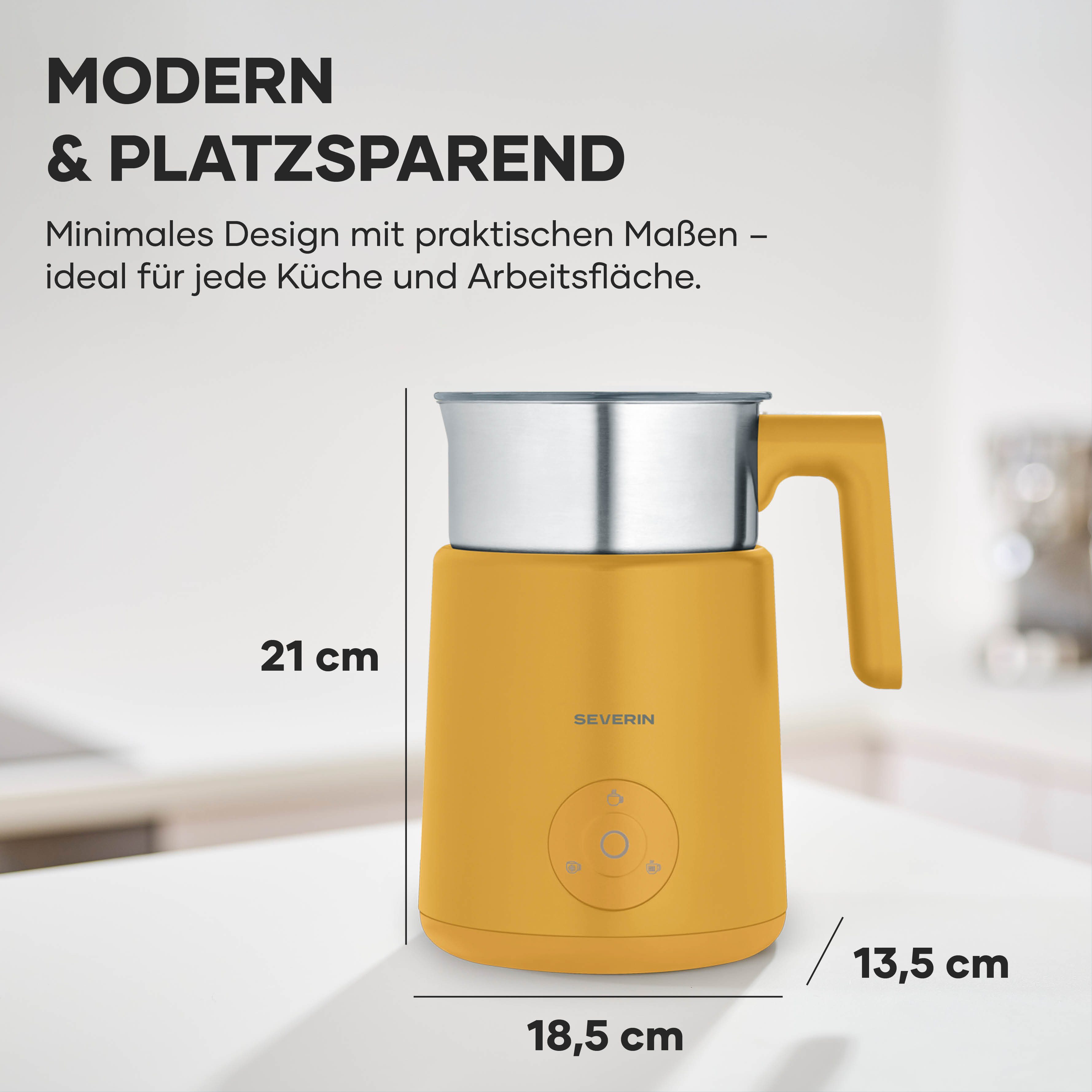 Severin Milchaufschäumer SPUMA LITE SM 3597, 500 W, kaltes & warmes Aufschäumen, Schoko-Funktion, auch vegane Milch, gelb