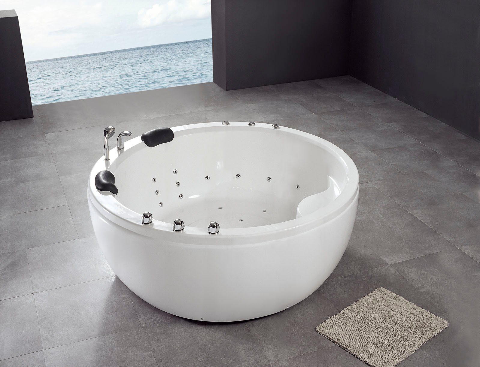 Duwilux Whirlpool-Badewanne Freistehende Whirlpool Nowra 180x180 Badewanne Whirlwanne, (1-tlg), Edelstahlgestell