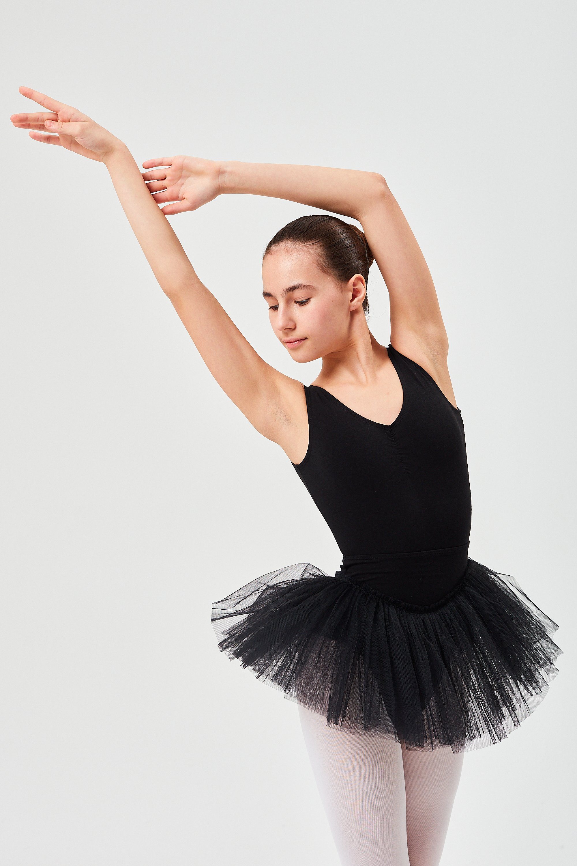 tanzmuster Tüllrock Ballett Tuturock Pia Tutu Ballettrock aus Tüll mit Bund aus Baumwolle schwarz