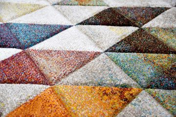 Teppich Moderner Teppich Wohnzimmerteppich Kurzflor Teppich Rauten orange grün braun, Carpetia, rechteckig, Höhe: 13 mm