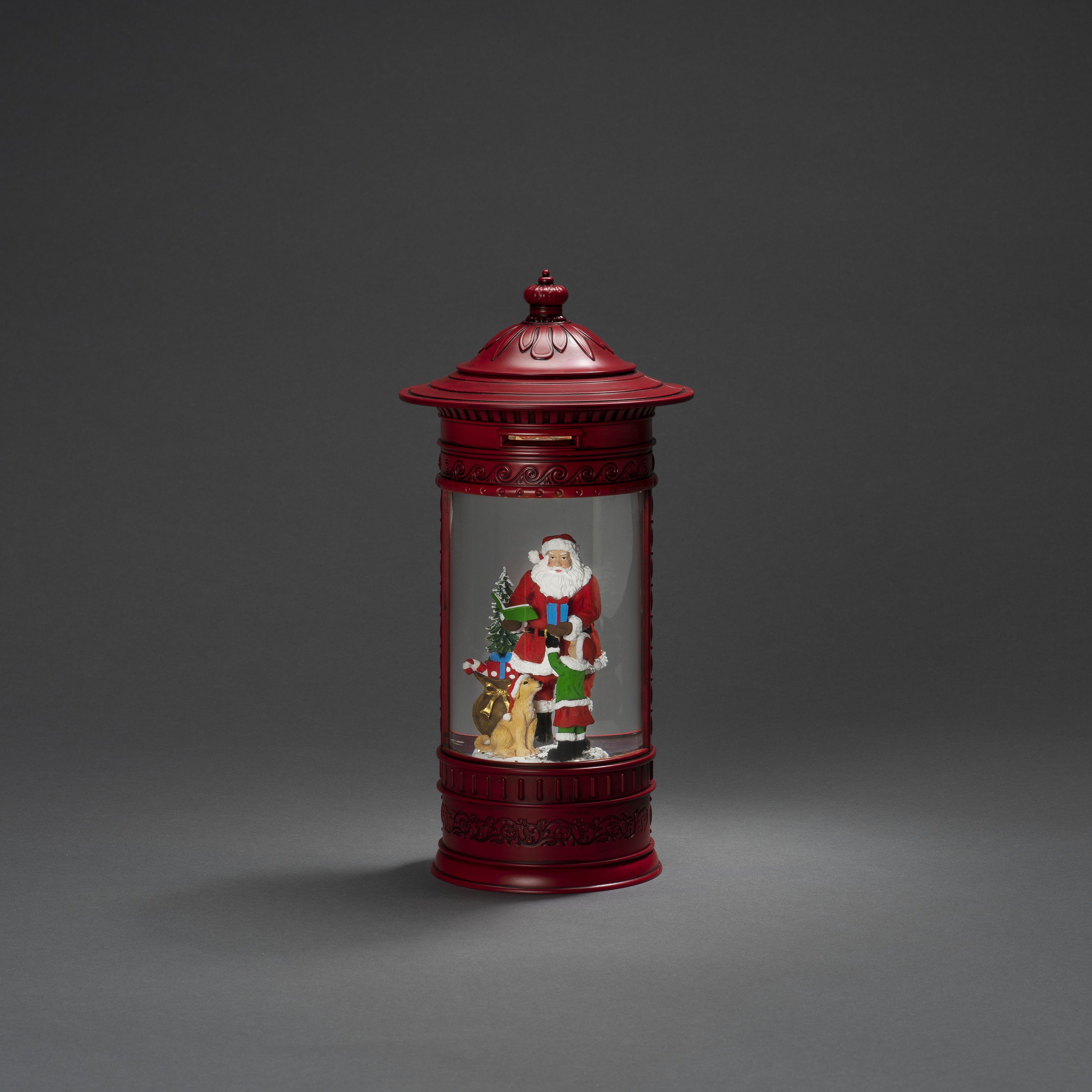 KONSTSMIDE LED Laterne Weihnachtsdeko Briefkasten, LED LED integriert, Wasserlaterne, rot, Hund" fest rot, + Warmweiß, "Weihnachtsmann mit Kind