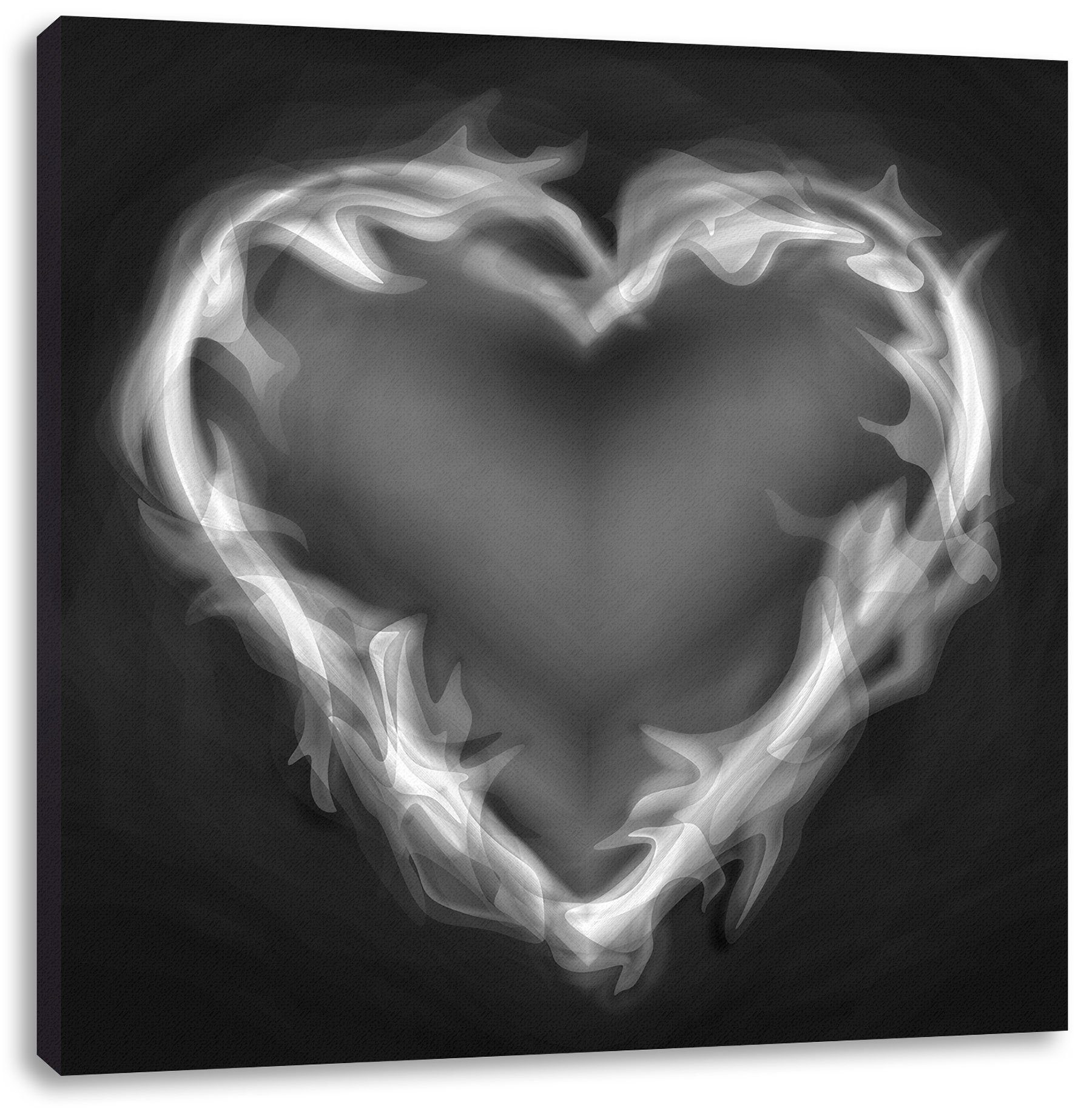 (1 bespannt, inkl. St), Leinwandbild aus Zackenaufhänger Pixxprint aus Herz Leinwandbild Feuer, Herz Feuer fertig