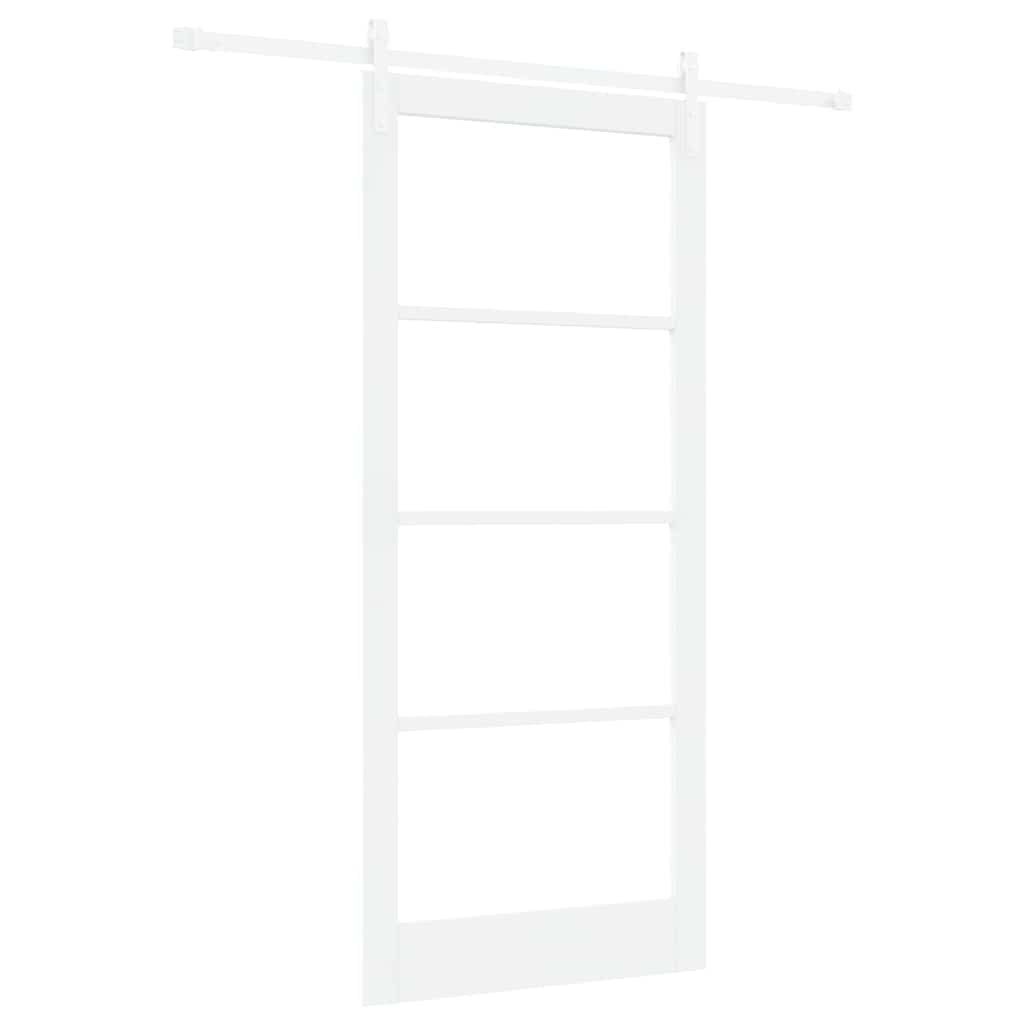vidaXL Haustür Schiebetür ORKDAL Weiß 93 x 211 cm Massivholz Kiefer und Glas (1-St)