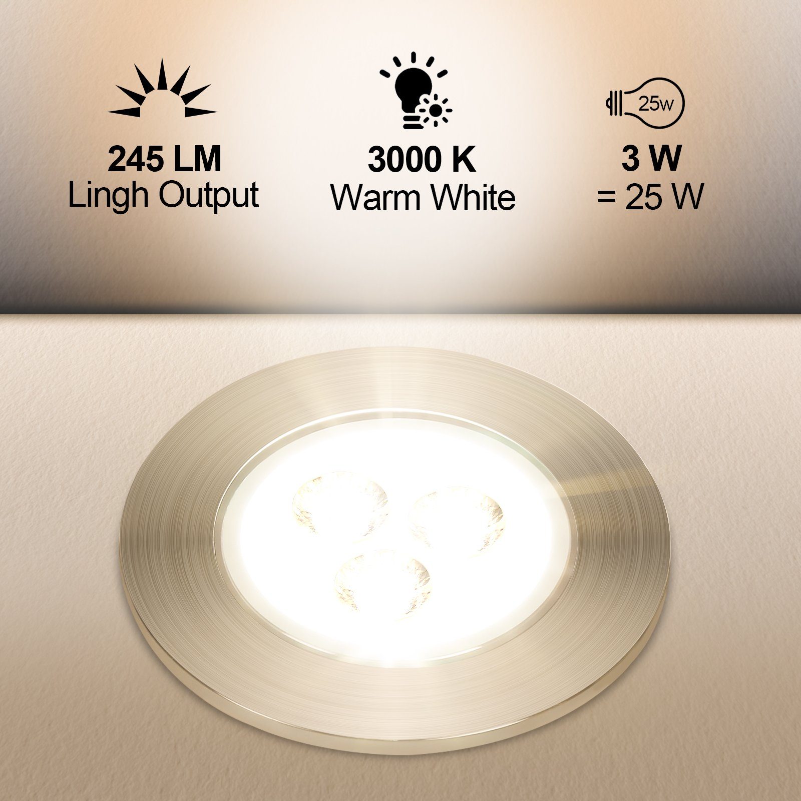 Lospitch LED Aluminium Einbauleuchten Spots Einbaustrahler 20x Deckenlampe LED Einbauleuchte 3W LED Schwenkbar