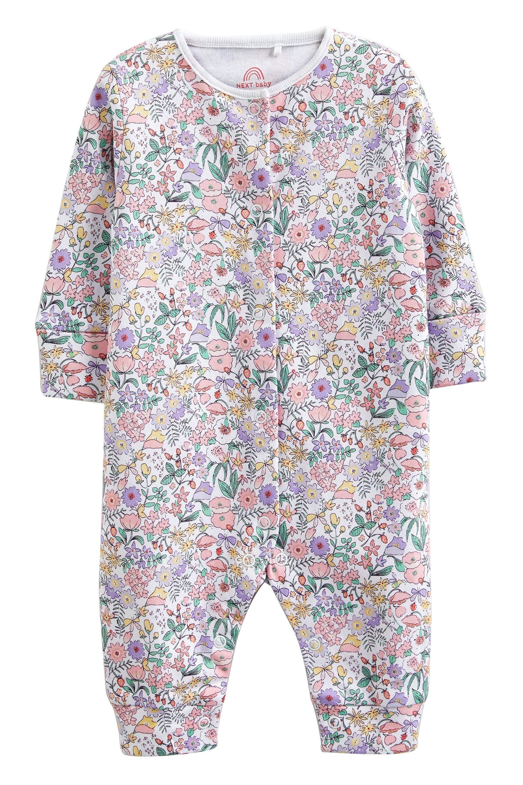 Next Schlafoverall 4 x Fußlose (4-tlg) Babyschlafanzüge Blumenmuster mit