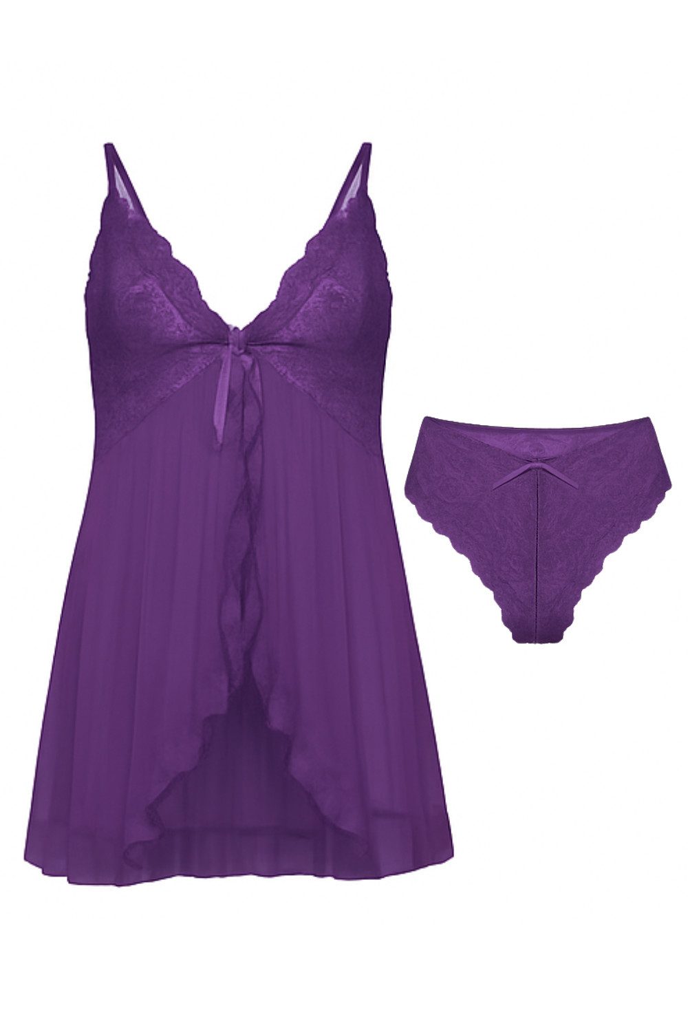 Orchibelle Nachthemd Transparente Dessous mit Spitze und Slip – Sexy Babydoll mit Tanga (Set, 2-tlg., mit Panty) Elegantes Negligee Set – Sinnliche Reizwäsche