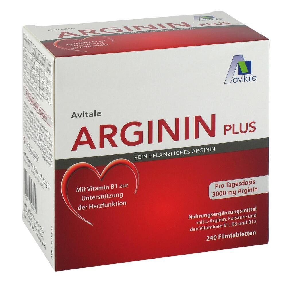 Avitale GmbH ARGININ PLUS Vitamin B1+B6+B12+Folsäure Filmtabl. Filmtabletten, 240 St.
