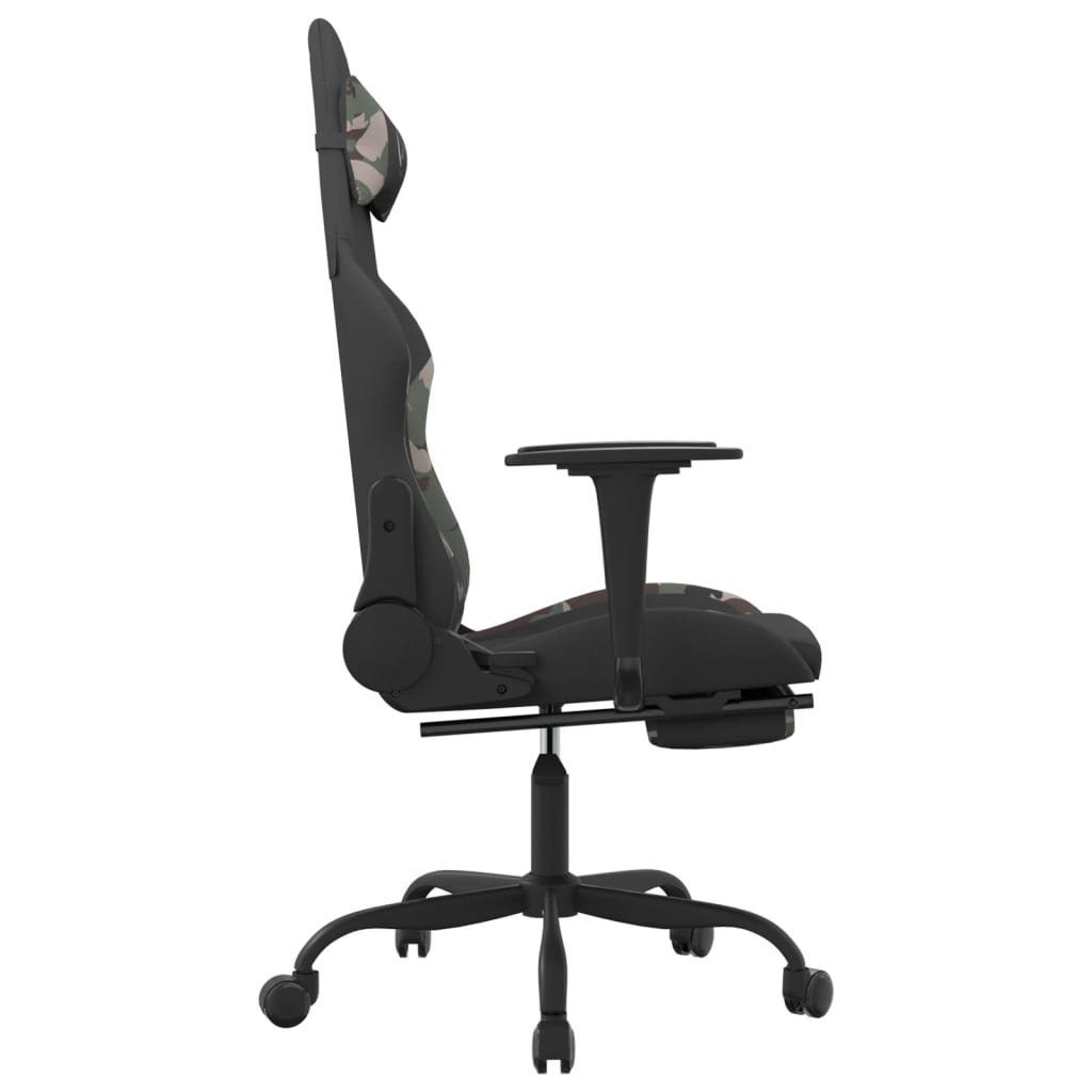 vidaXL Gaming-Stuhl Fußstütze Gaming-Stuhl Stoff und und Schwarz St) und Camouflage Tarnfarben mit (1 | Camouflage Schwarz Schwarz