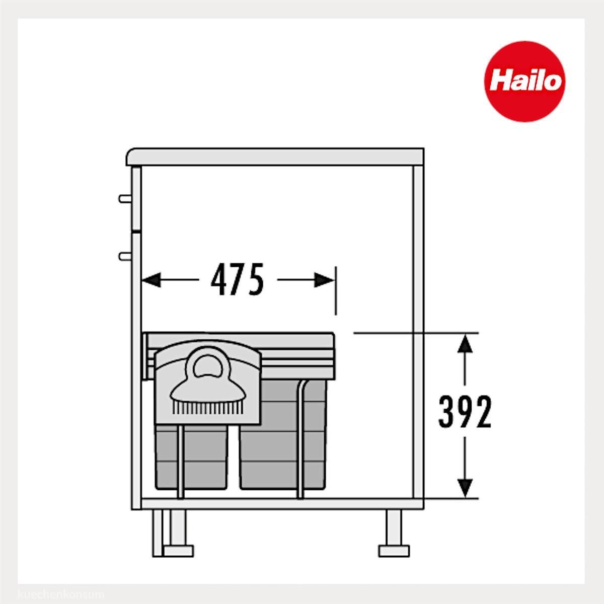 Hailo Einbaumülleimer Hailo Abfallsammler 3641221 TR Swing Raumspar-Tandem-H 2x 20 Liter