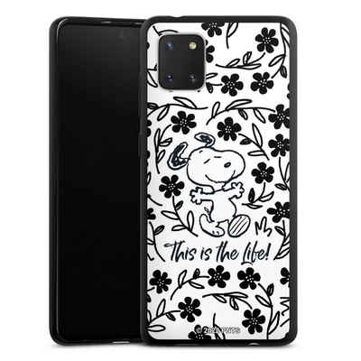 DeinDesign Handyhülle Peanuts Blumen Snoopy Snoopy Black and White This Is The Life, Samsung Galaxy Note 10 lite Silikon Hülle Bumper Case Smartphone Cover