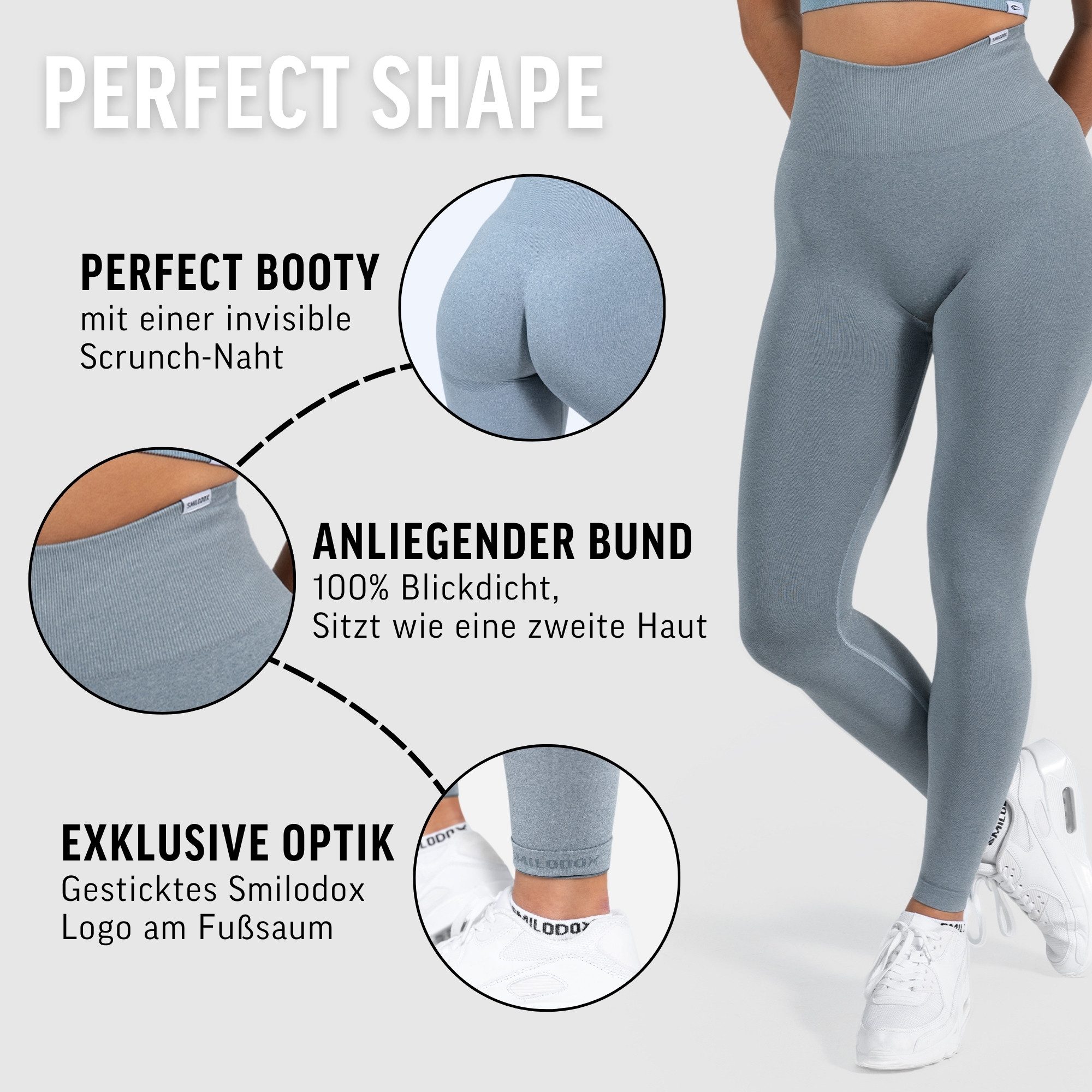 Smilodox Leggings Amaze Pro mit Scrunch-Effekt, High Waist V-Shape Sport & Yogahose Seamless Push Up Booty Fitnesshose Blickdicht Yoga Gym Figurformend – Bild 5 von 5