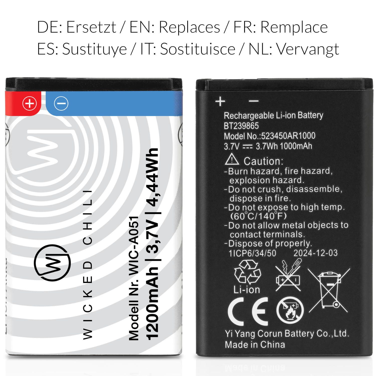 Wicked Chili 1x Akku für FRITZ!Fon M3 Zusatzakku Ersatzakku Batterie Zusatz-Akku M3 Pro Series (3,7 V), Akku geeignet für AMV Fritz!Fon M3