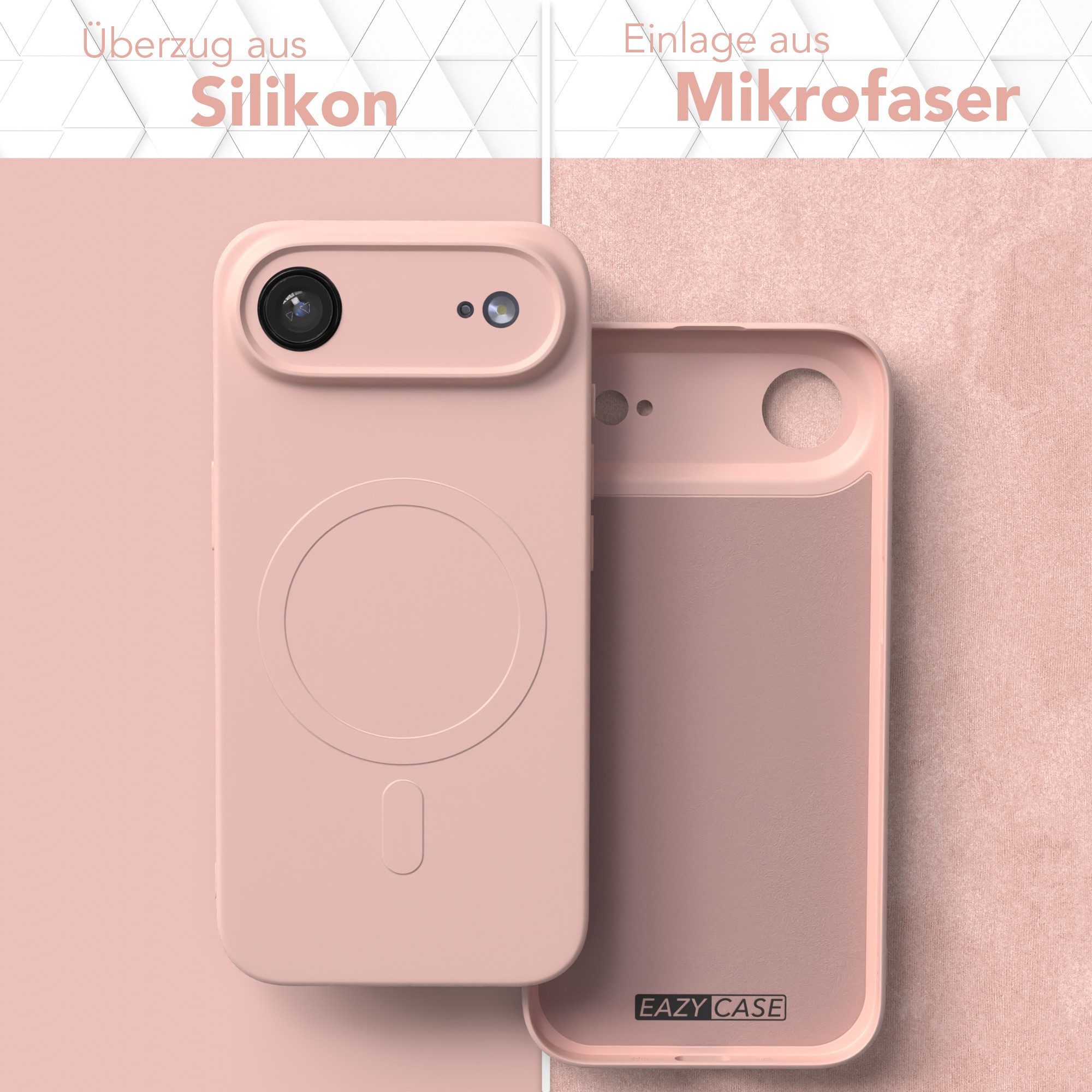 EAZY CASE Handyhülle für Apple iPhone Air Hülle Silikon 6,5 Zoll, MagSafe Schutzhülle Silikoncover mit Kameraschutz Rosa / Altrosa