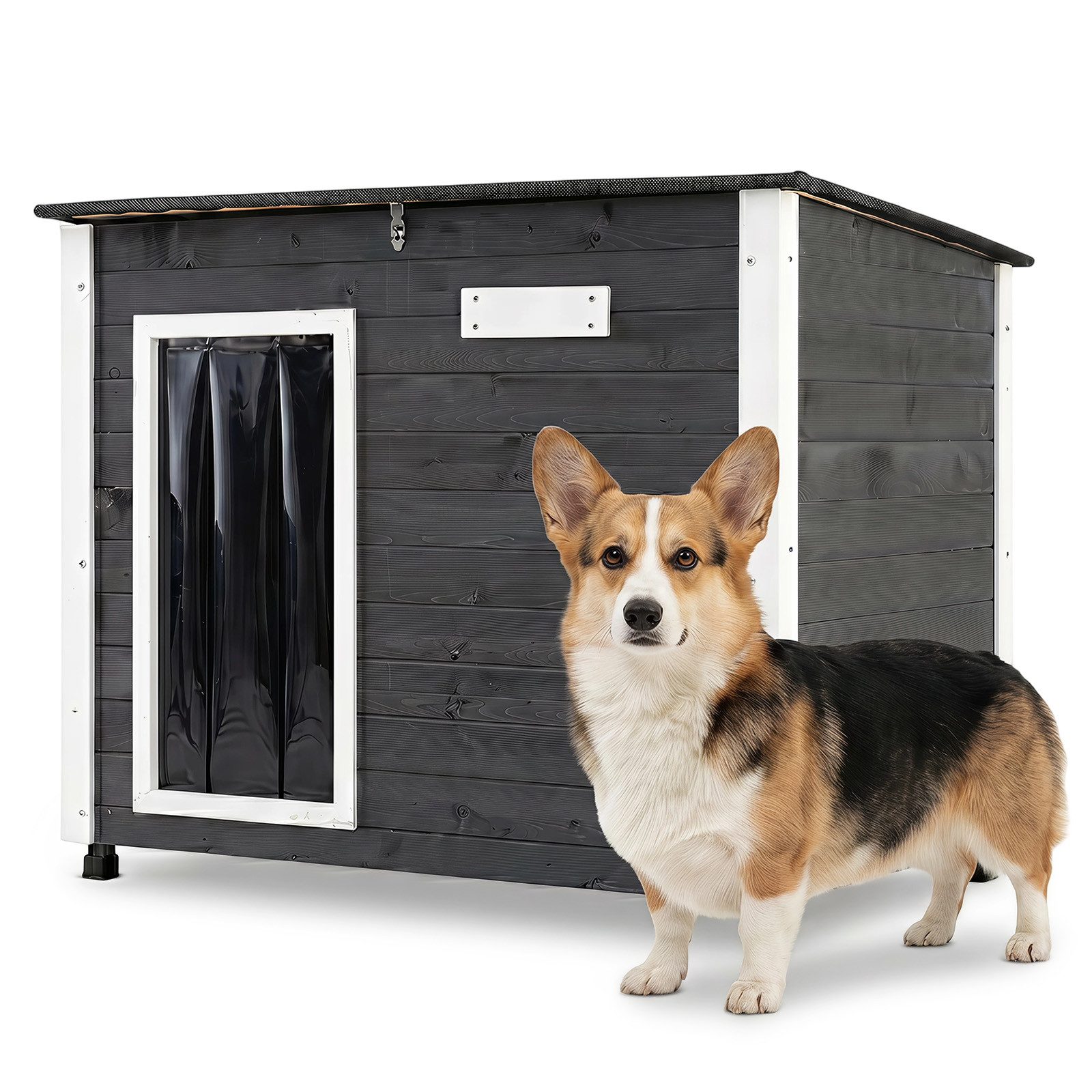 COSTWAY Hundehütte, Hundehaus, Kleintierhaus mit Tür, Katzenhaus