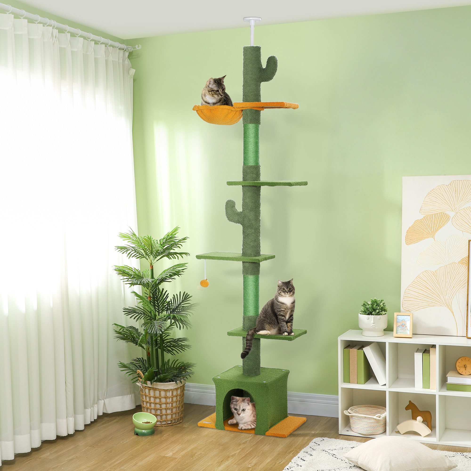 PawHut PawHut Kratzbaum Deckenhoch Katzenbaum 230-275cm Katzenkratzbaum mit Katzenhöhle von PawHut