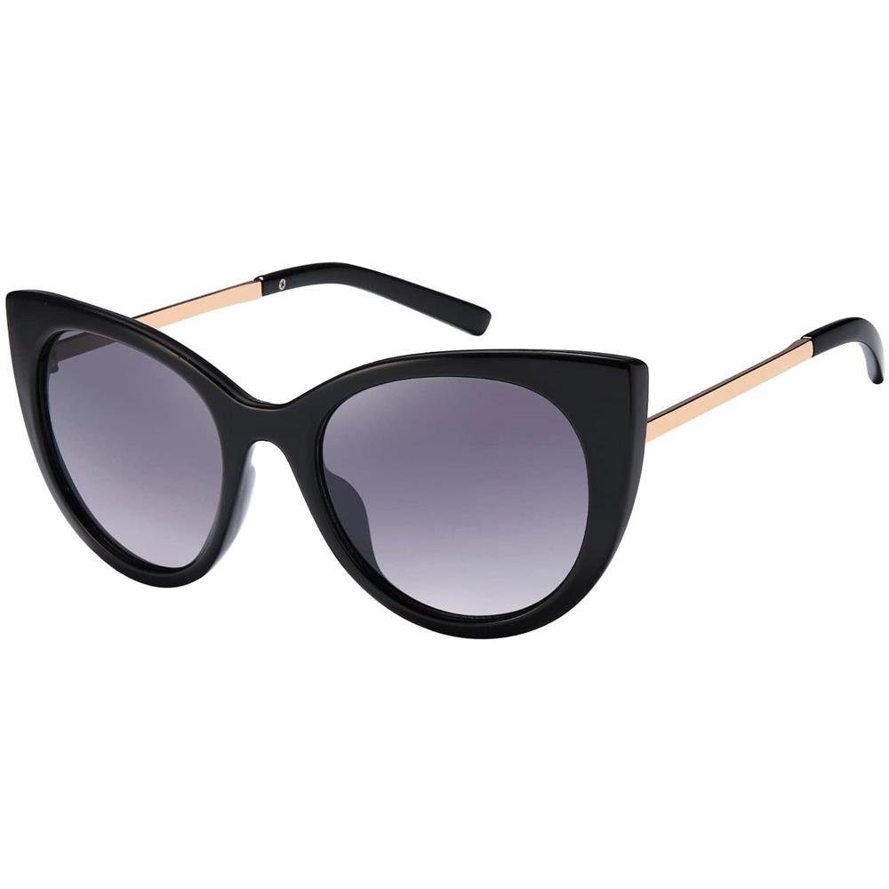 BEZLIT Eyewear Retrosonnenbrille Damen Cat-Eye Design Sonnenbrille (1-St) mit schwarzen Linsen Grau Schwarz