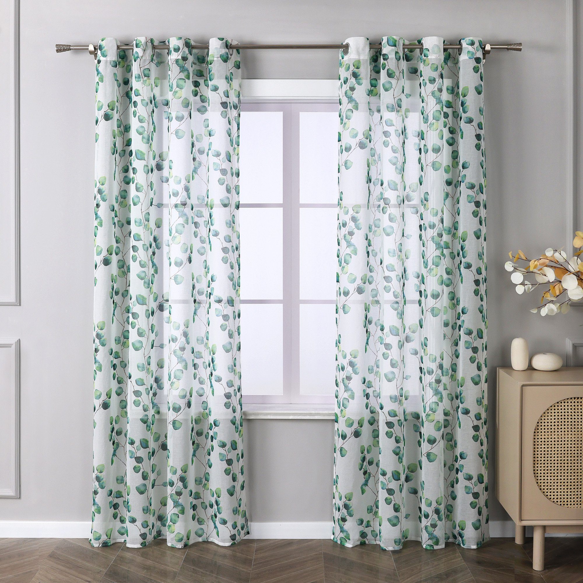 Joyswahl Gardine Florales (1 St), Ösen, halbtransparent, Mori-Stil, Leineno günstig online kaufen