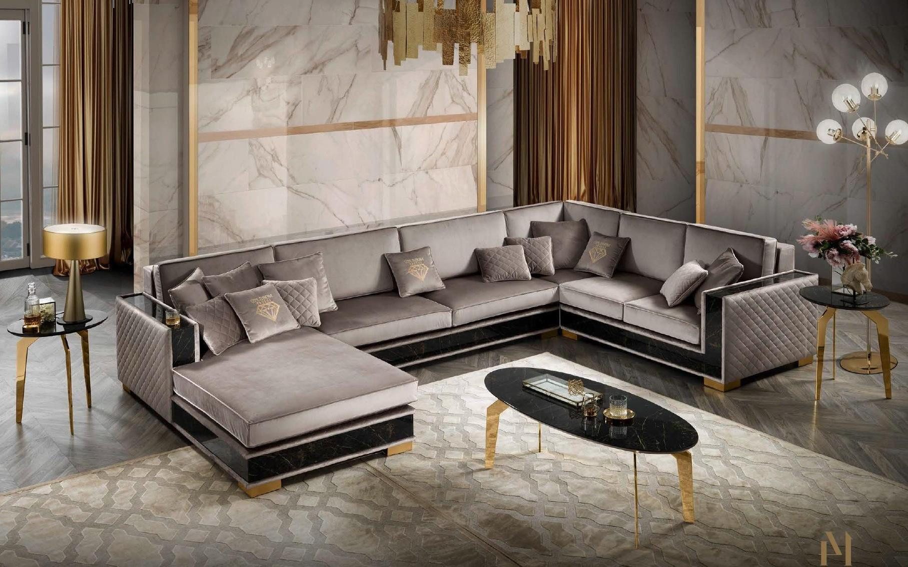 Xlmoebel Wohnlandschaft U-förmiges Ecksofa mit hochwertiger Textilpolsterung, Hergestellt in Europa