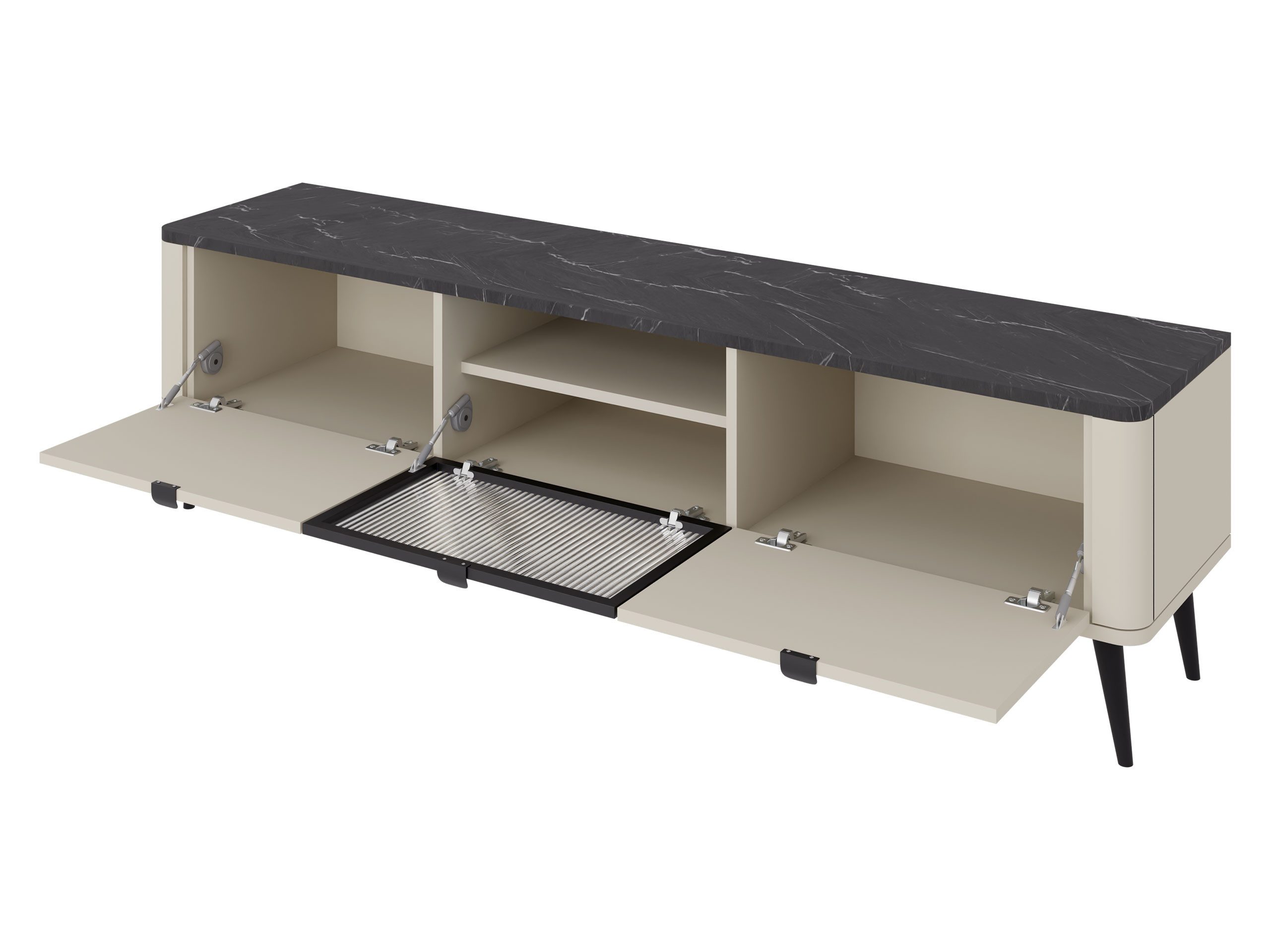 MIRJAN24 TV-Schrank Marly 2K1W RE12 (mit drei Klappen) Fronten mit gehärtetem Glas 4 mm