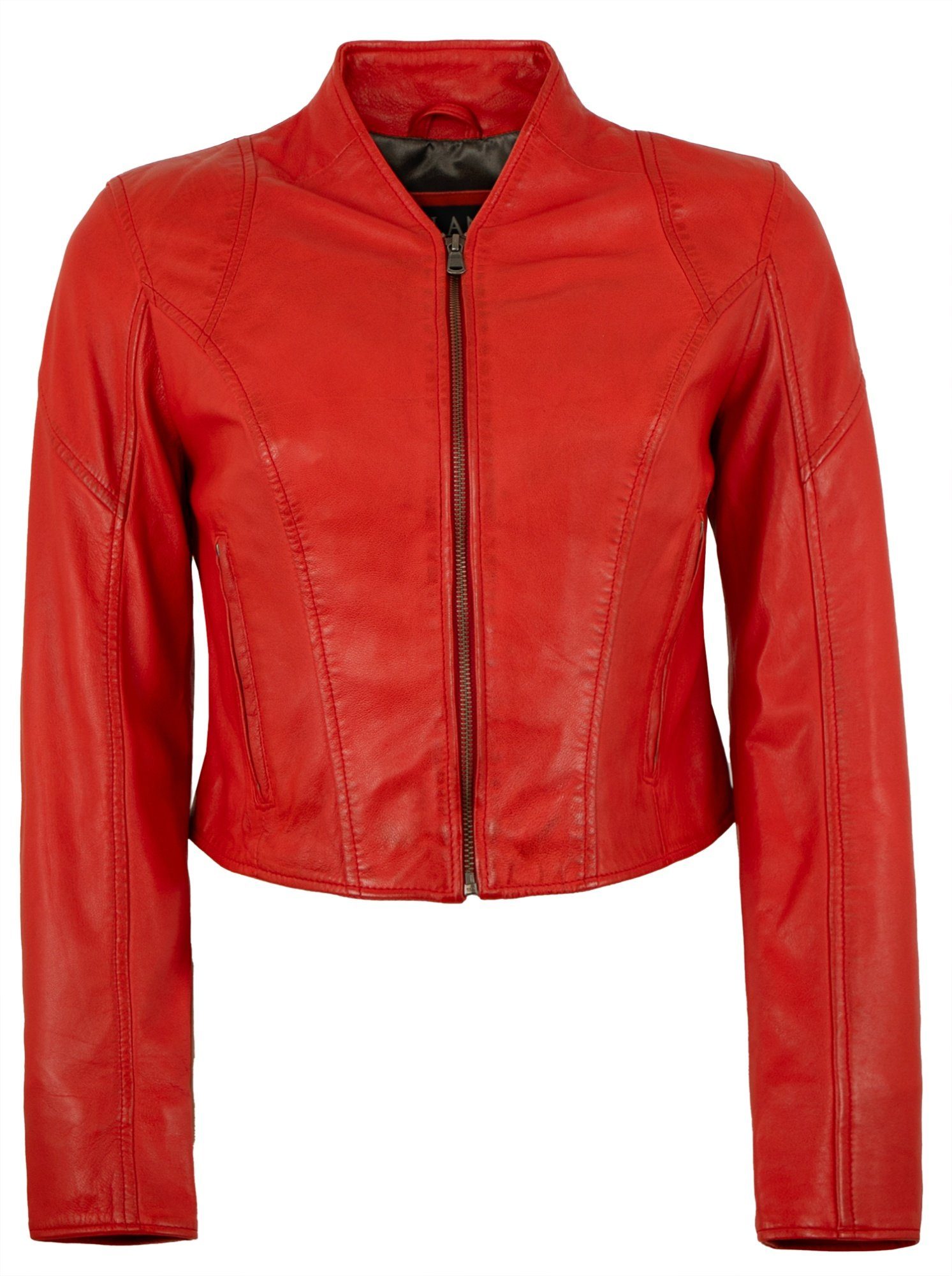 Jilani Lederjacke Lulal Echtleder Damen Lederjacke Kurzjacke Lammnappa rot