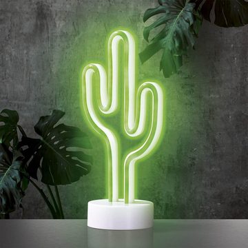 EASYmaxx LED Dekolicht Dekoleuchte Kaktus in Neon-Optik, LED fest integriert, Grün, 108 LEDs, Batteriebetrieb