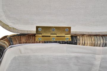 Krines Home Sitztruhe Rattan Wäschekorb Quadratisch Wäschetruhe Sitz gepolstert Flur-Bank Aufbewahrungsbox mit Deckel Bad-Hocker Sitzhocker Wäschesammler, aus echtem Rattan Naturmaterial