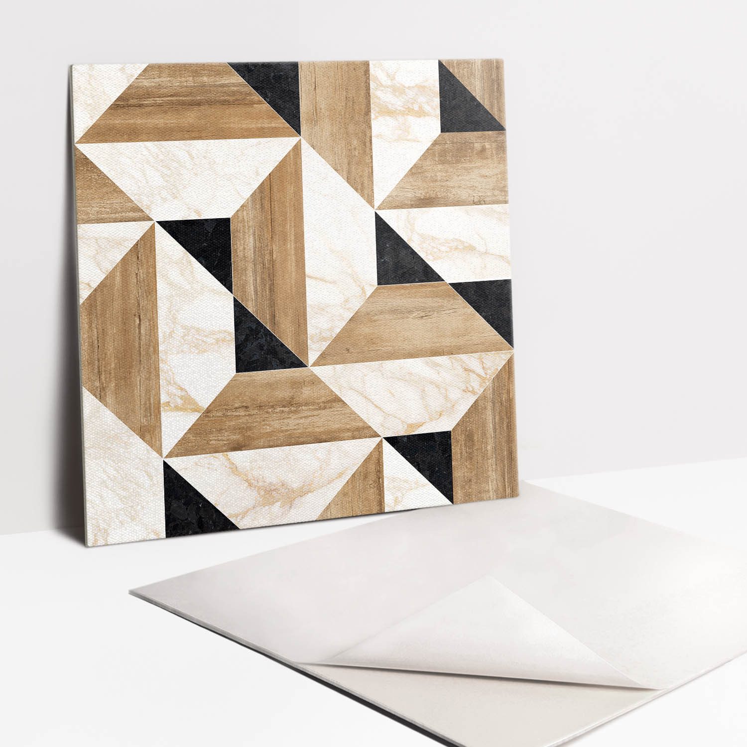 Tulup Wandtattoo Selbstklebende Fliesen Marmor und Holz 30x30cm Vinylfliesen 9 Stück (9 St)