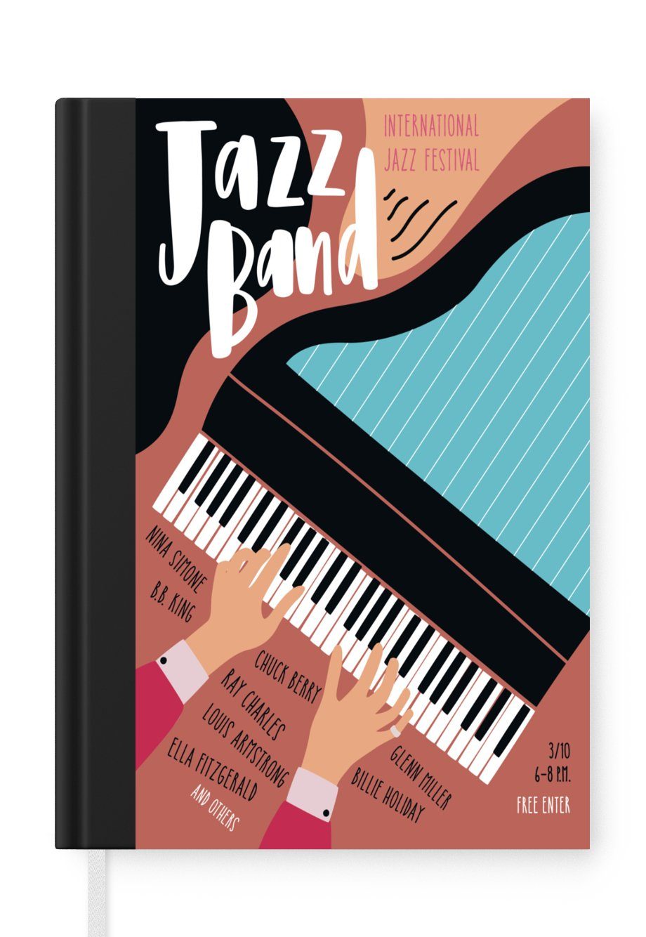 MuchoWow Notizbuch Jazzband - Klavier - Musik - Zitate, Journal, Merkzettel, Tagebuch, Notizheft, A5, 98 Seiten, Haushaltsbuch