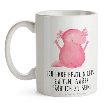 Mr. & Mrs. Panda Tasse Axolotl Hurra, Keramiktasse, Tasse, Kaffeetasse, Tasse Sprüche, Keramik, Brillante Bedruckung