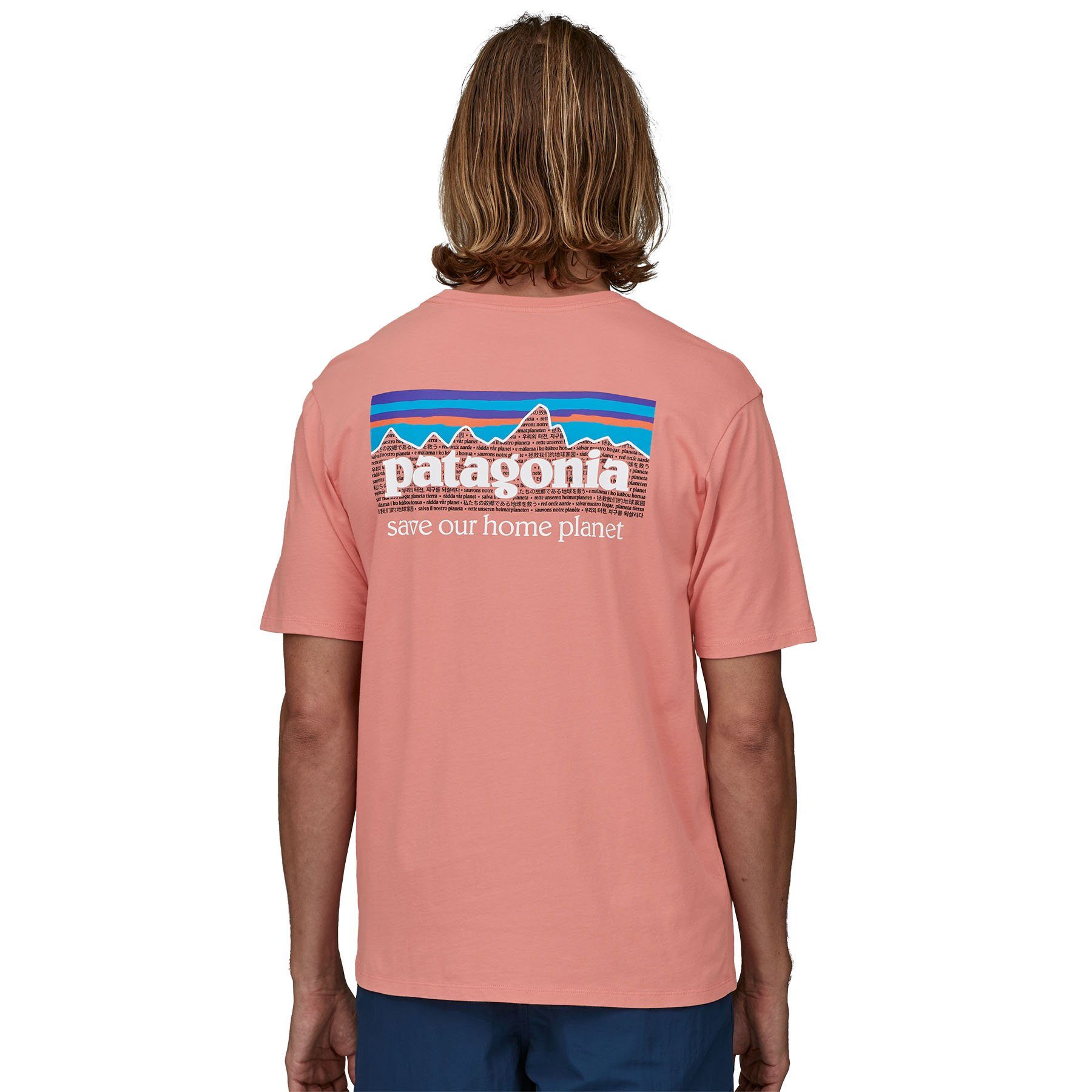 Patagonia T-Shirt Patagonia Adult Herren sunfade Organic P-6 T-Shirt pink Mission