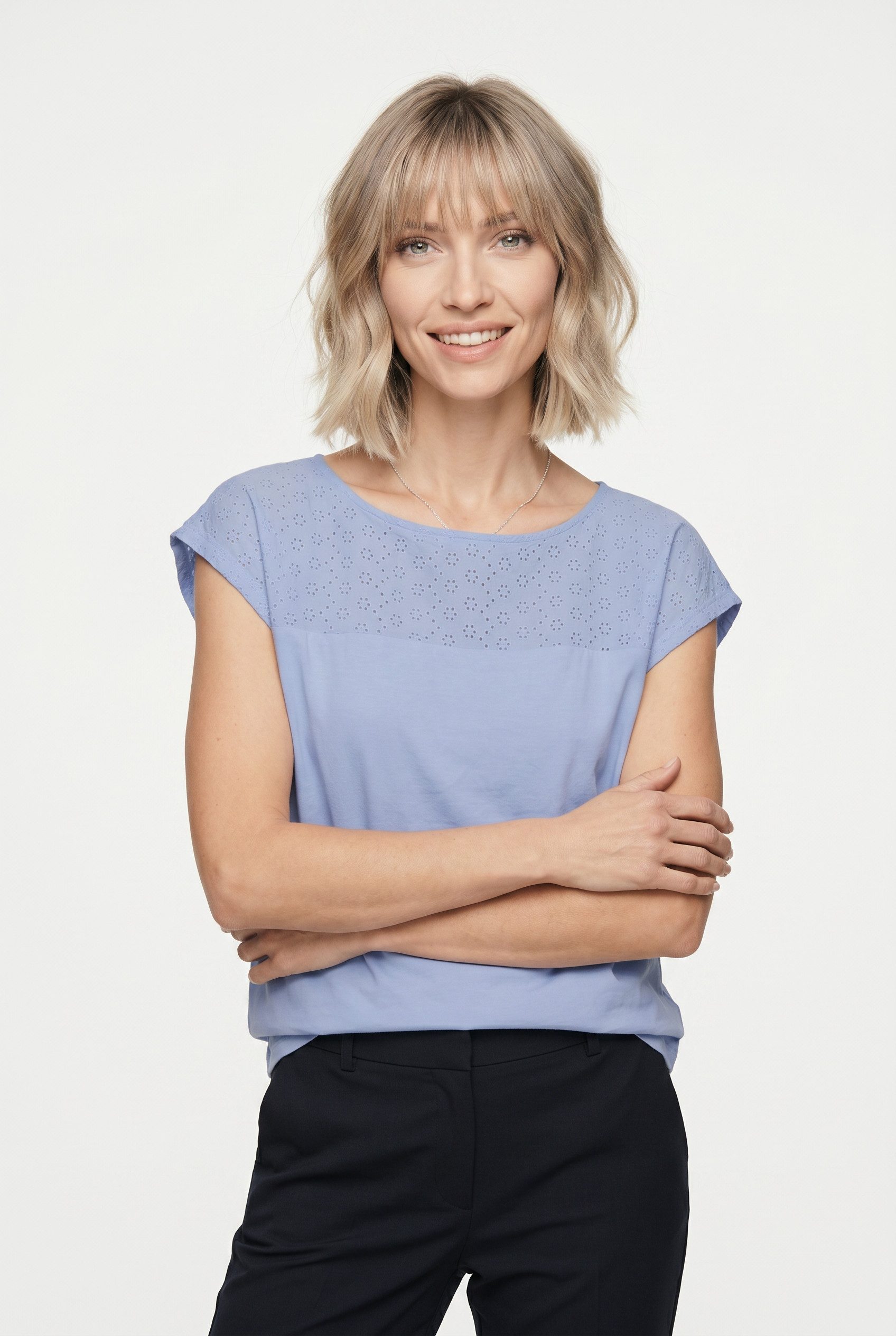 Vero Moda Spitzentop VMJANNI CS BOAT NECK TOP JRS GA Baumwolle