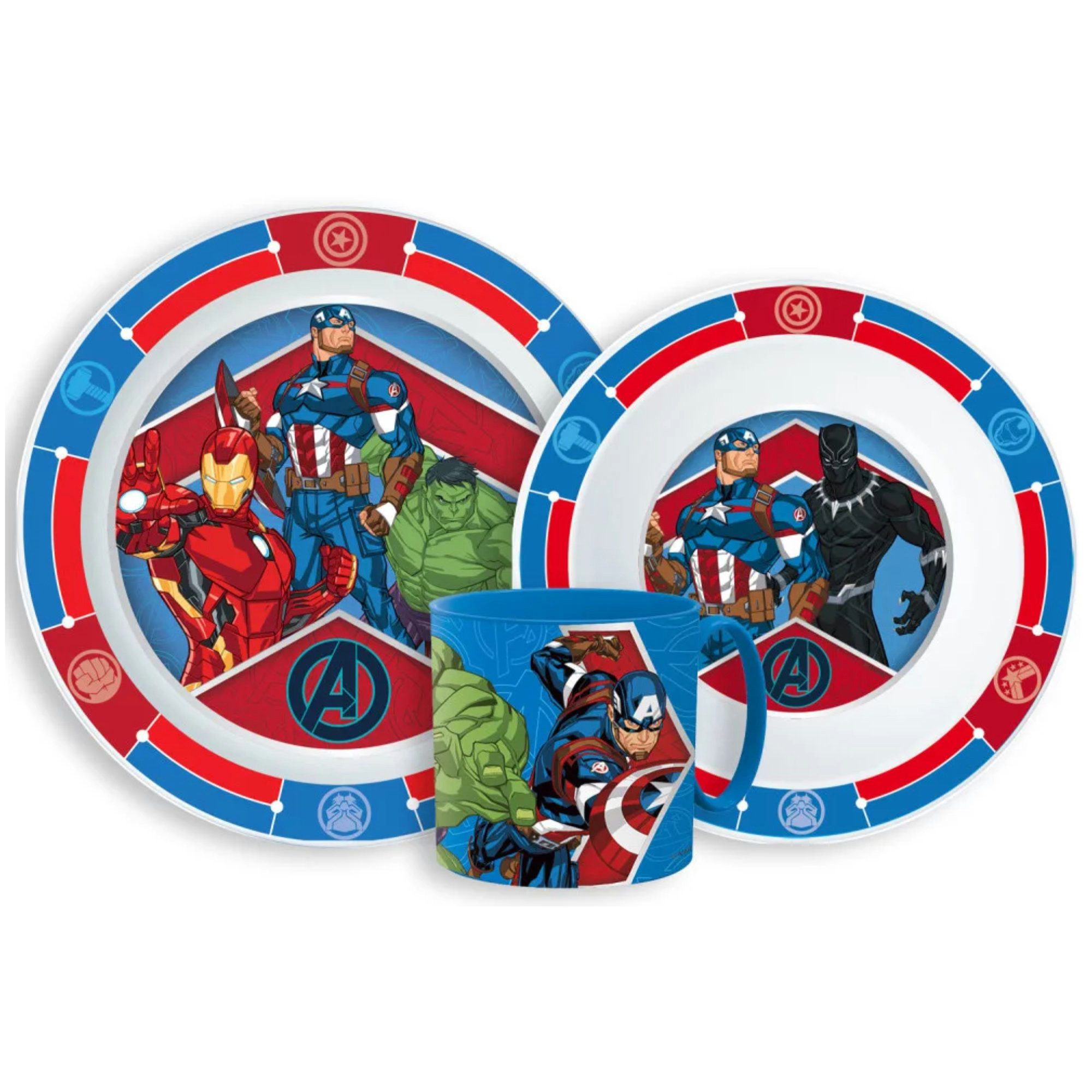 MARVEL Kindergeschirr-Set Marvel Avengers Kinder Geschirr-Set 3 tlg Becher Teller Schüssel (3-tlg), 1 Personen