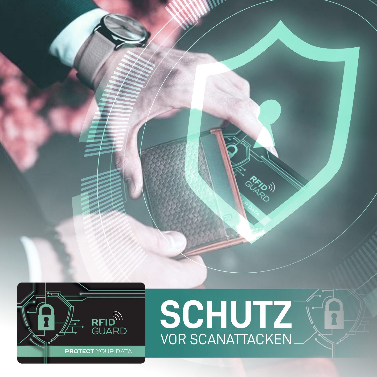 Tec-Expert Geldbörse RFID GUARD 4x RFID NFC Scan Blocker Karte Abschirmung Geldbörse (4-tlg., Set aus 4x RFID / NFC Block Card), RFID Blocker Karte, NFC Block C – Bild 4 von 5