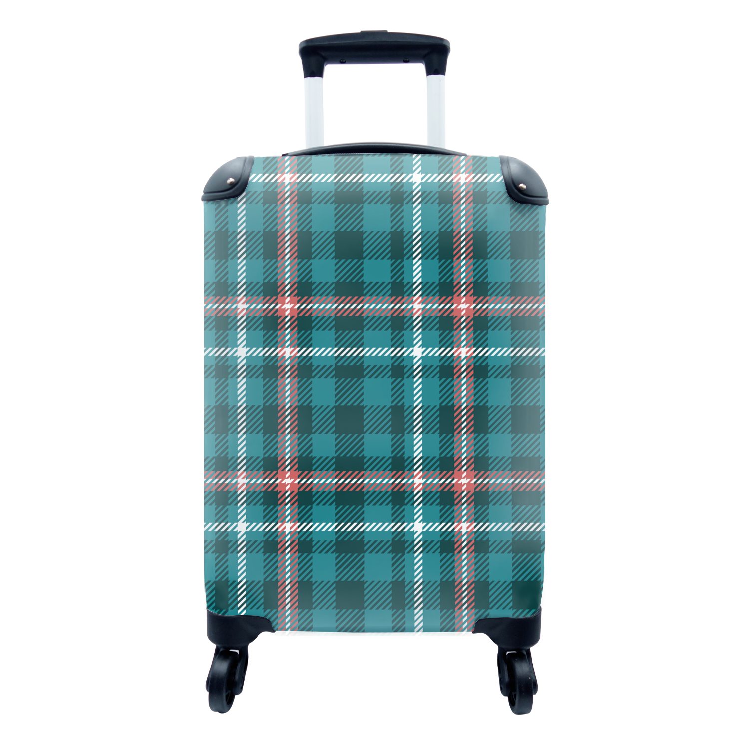 MuchoWow Handgepäck Reisekoffer für - blau 4 rollen, rosa, Rollen, Reisetasche Kariert Tartan - Muster Handgepäckkoffer - mit Ferien, Trolley, -