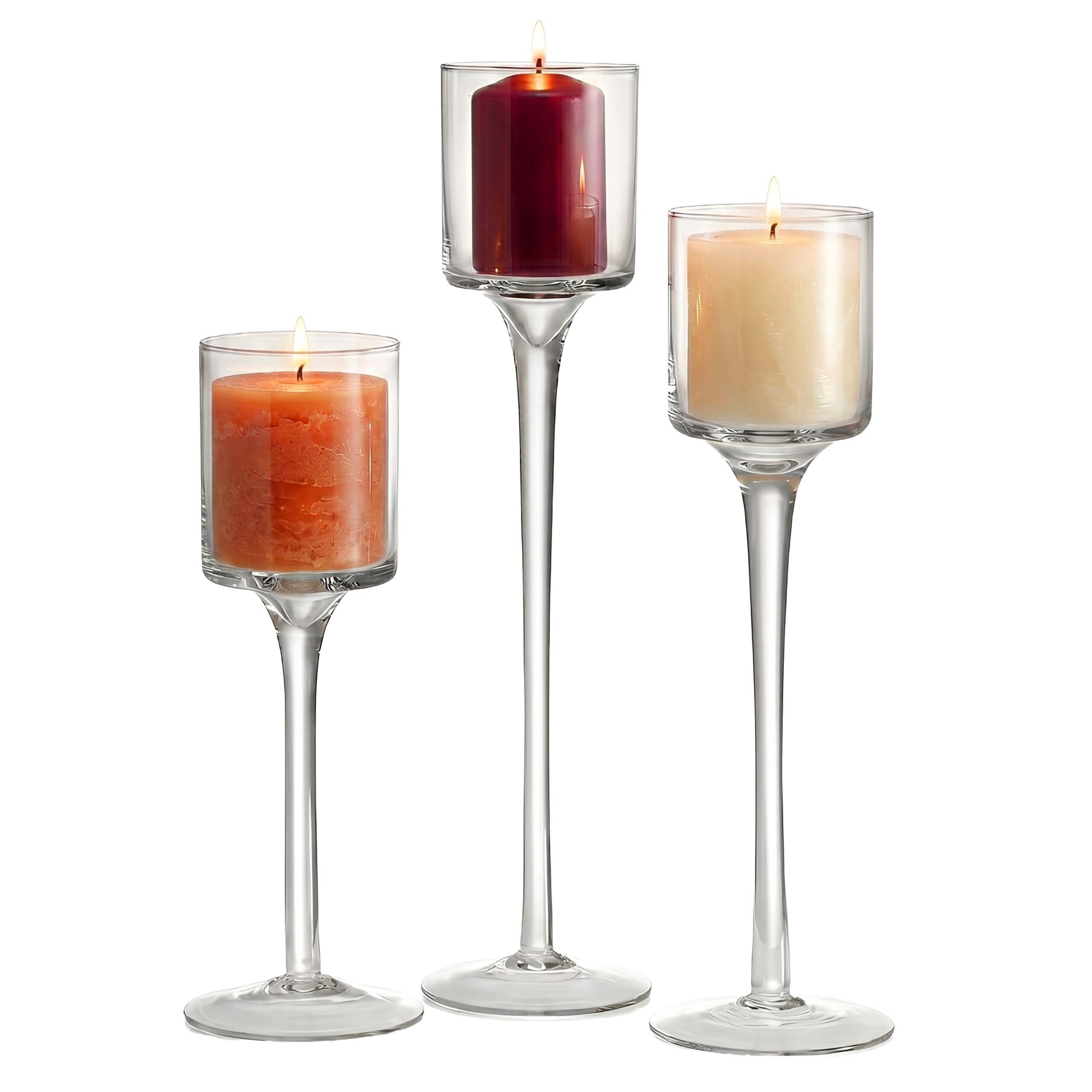 relaxdays Kerzenständer Kerzenhalter Glas 3-tlg. Set (3 St)