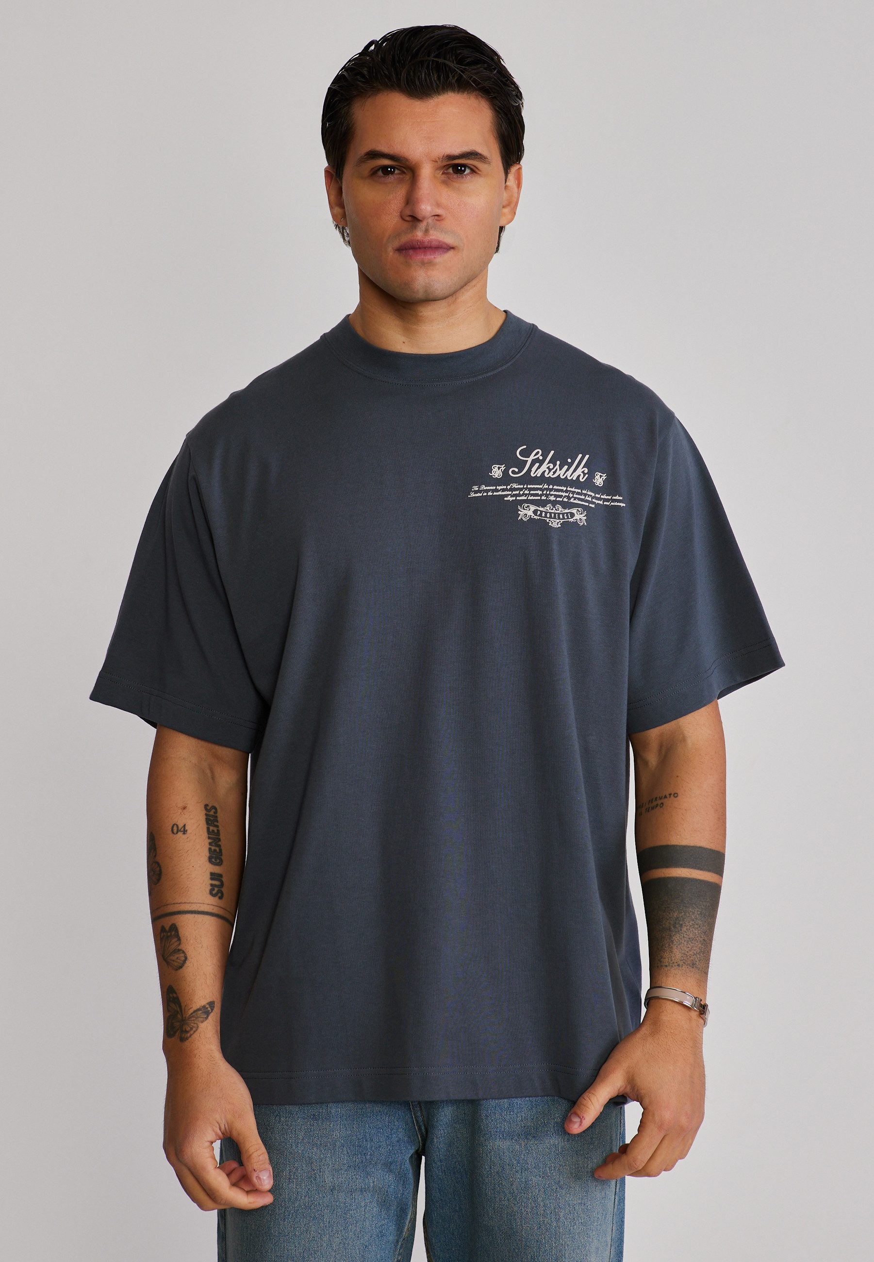 T-Shirt SikSilk Herren Grau Graphic T-Shirt