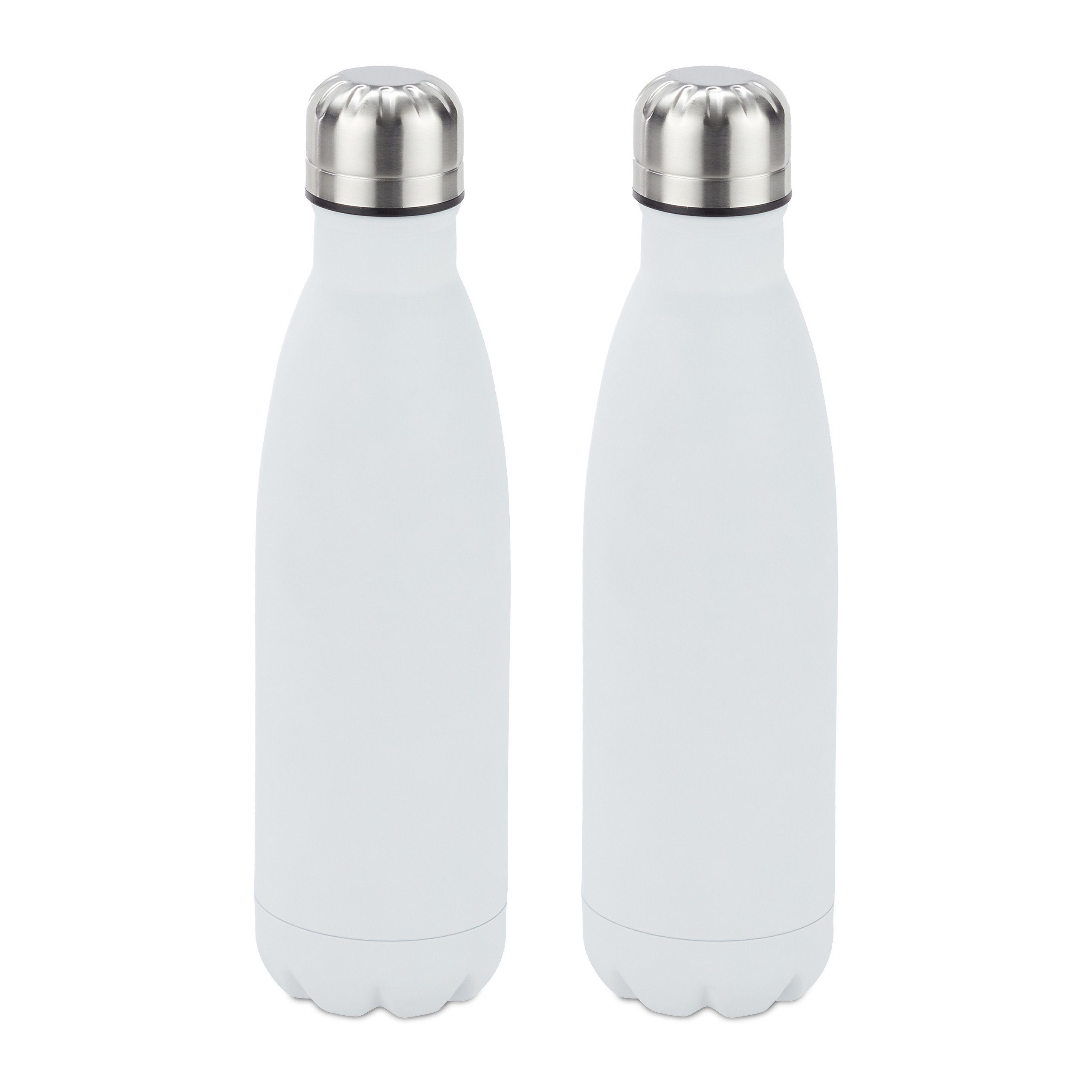 Isolierflasche 2 x Trinkflasche Edelstahl weiß