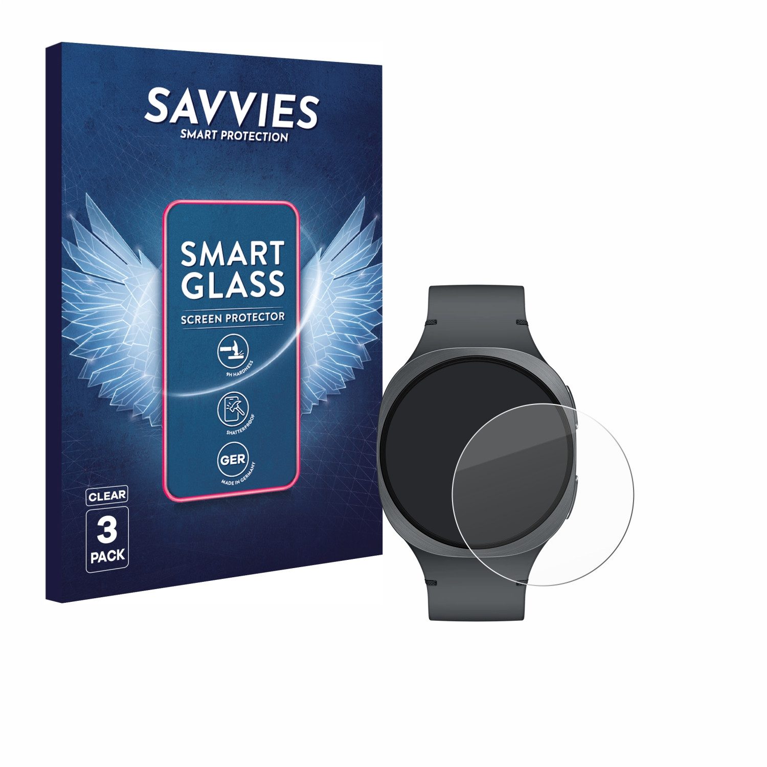 Savvies Displayschutzglas Schutzglas Panzer für Samsung Galaxy Watch 8 (40 mm), 3 Stück, Schutzfolie Display Schutz Glas Folie klar